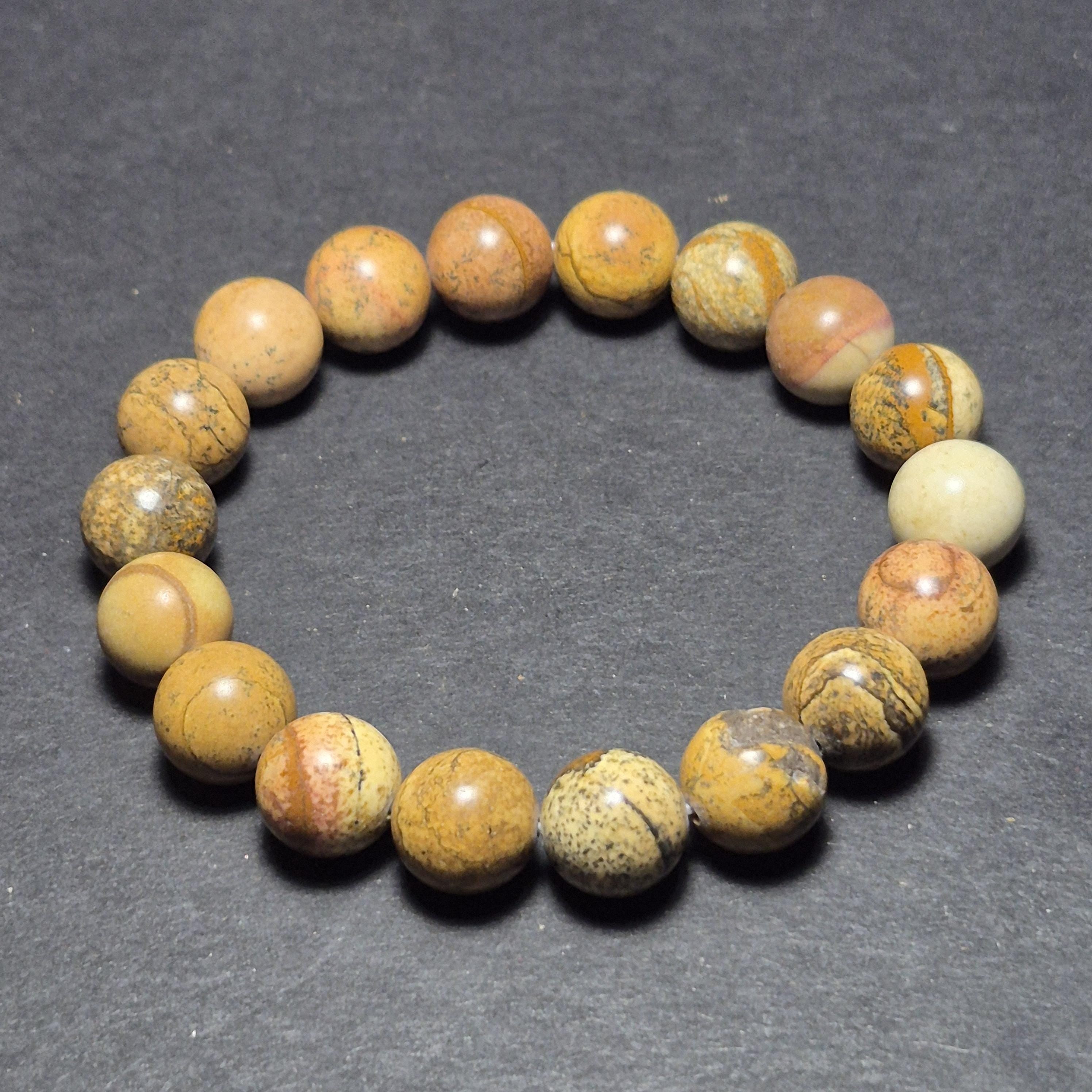 Natural Yellow Jasper Bracelet, Genuine Stone Beads Jewelry,  Handmade Gemstone Energy Bracelet