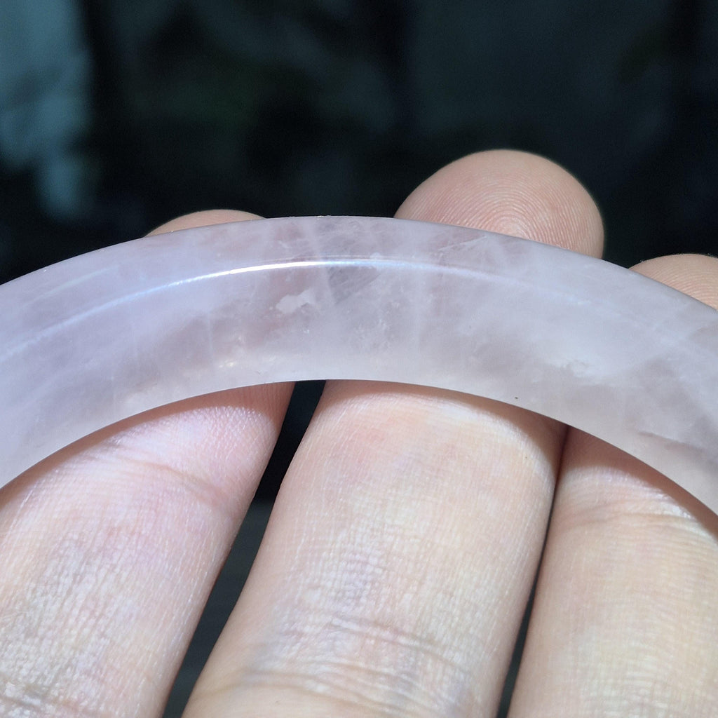 Boho Rose Quartz Bangle - Natural Pink Crystal Bracelet - Vintage Artistic Jewelry