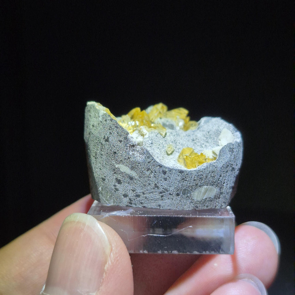 Yellow Calcite Crystal on Matrix - Natural Mineral Specimen - Raw Collector Stone