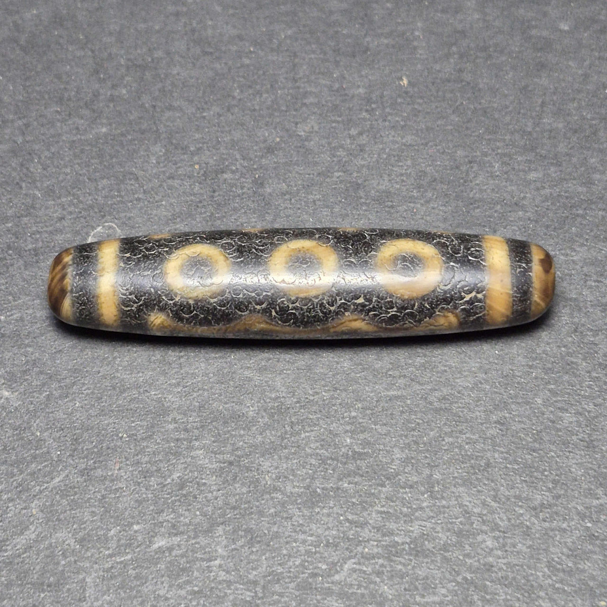 Black 5 Eyes Tibetan Dzi Bead, Weathered Five Eye Dzi, Protection Wealth Amulet