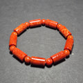Red Coral Bamboo Bead Bracelet 8mm, Natural Coral Jewelry, Handmade Spiritual Bracelet