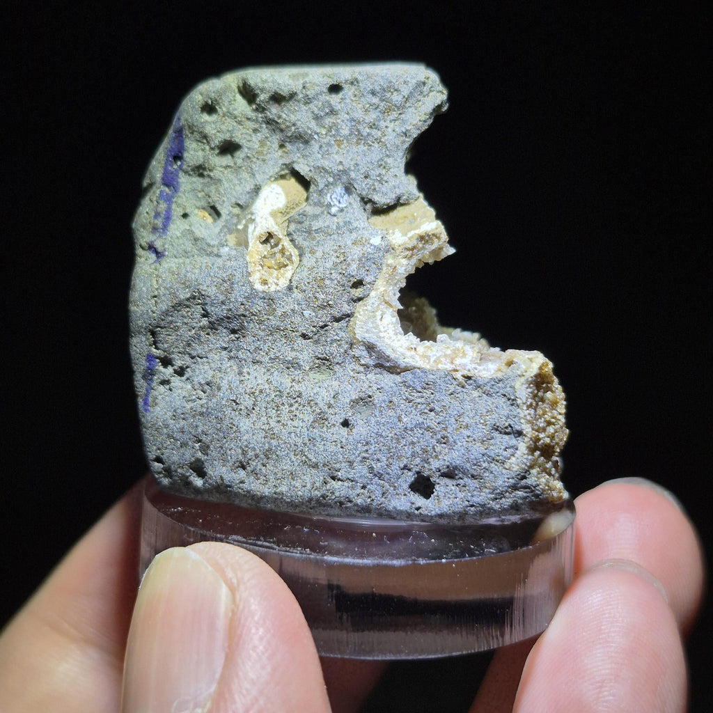 White Calcite Crystal Geode On Basalt