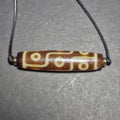 Red 9 Eye Tibetan Dzi Bead, Clear Patterns, Heavy Weathered Patina, Spiritual Amulet