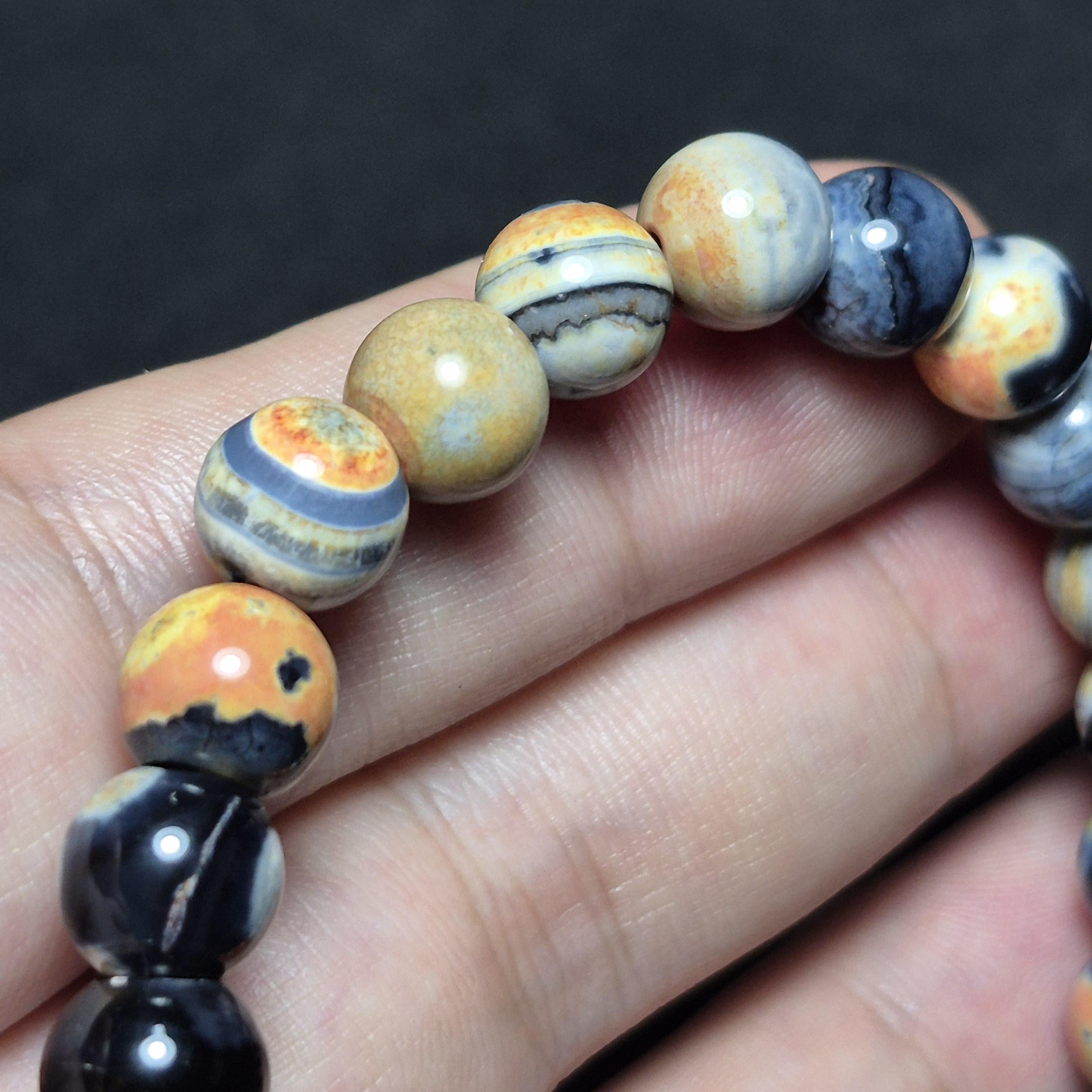 Multicolor Agate Bracelet  - Natural Agate Beads  - Boho Beaded Bracelet