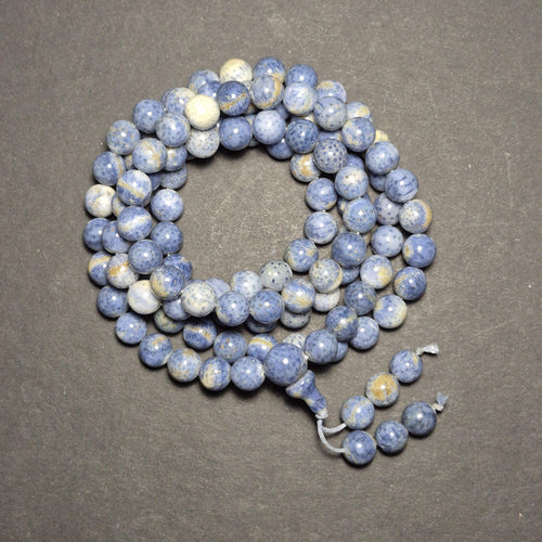 Authentic Blue Coral Bracelet 108 Beads, Handmade Mala Bracelet, Natural Coral Jewelry