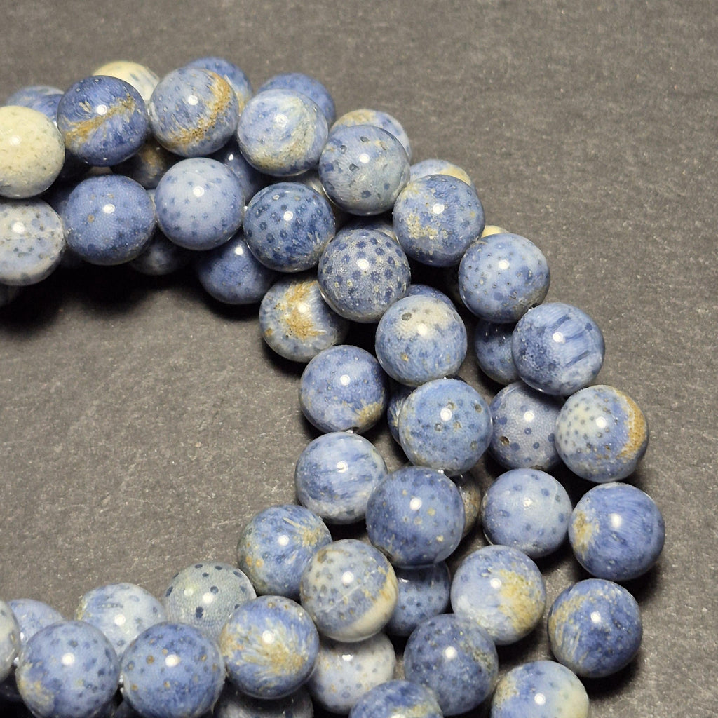 Authentic Blue Coral Bracelet 108 Beads, Handmade Mala Bracelet, Natural Coral Jewelry