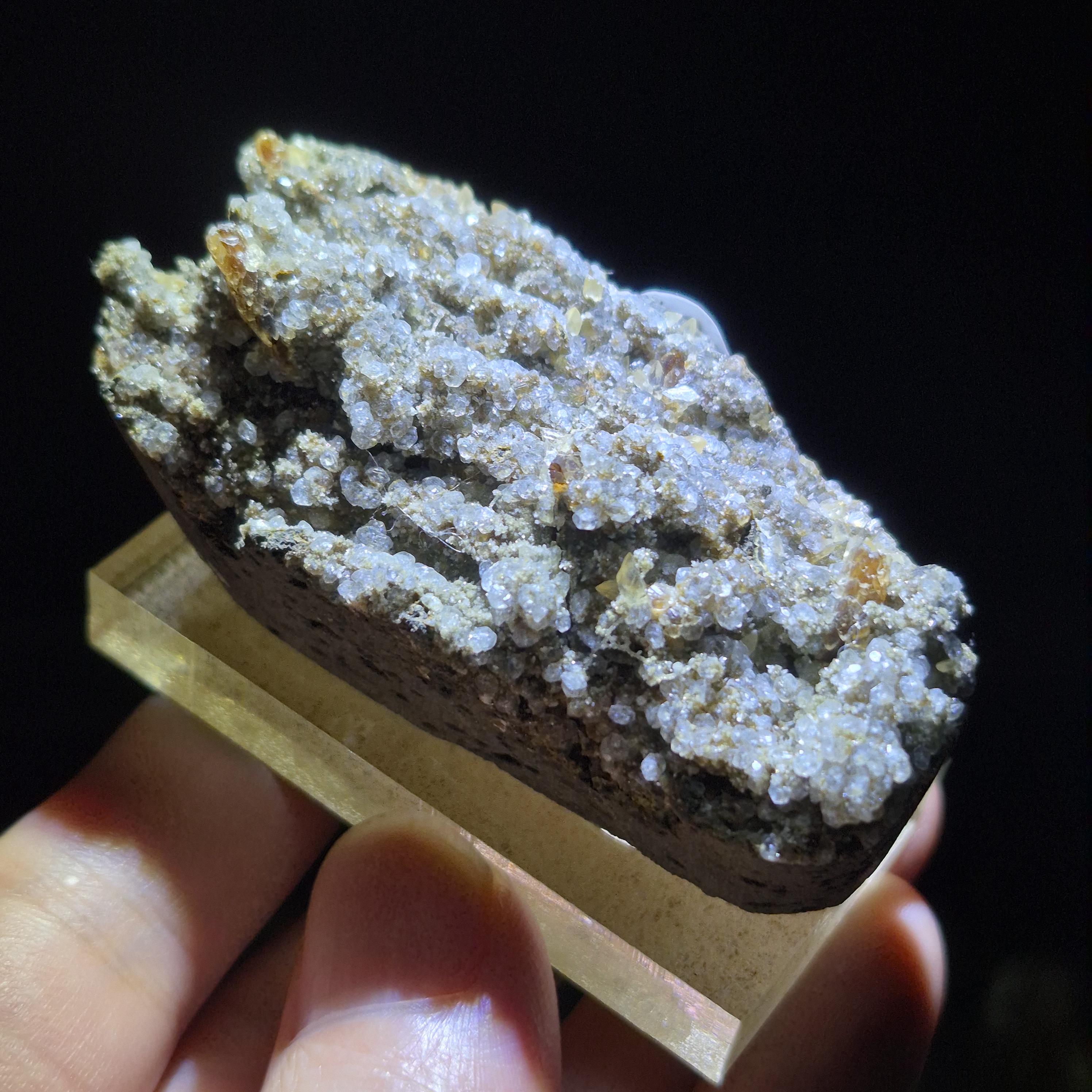 White Calcite Druzy on Matrix - Feng Shui Energy Stone - Sparkling Druzy Specimen