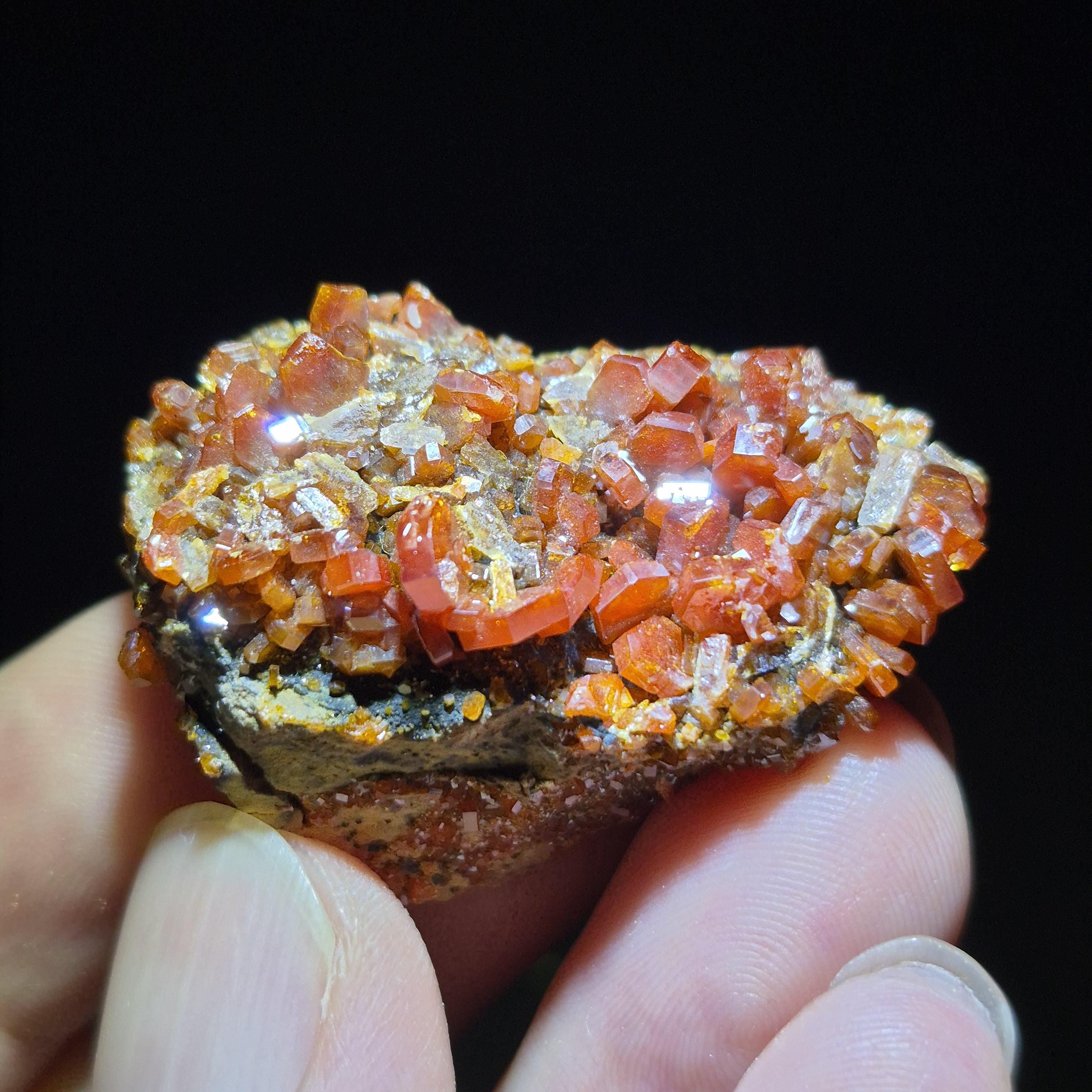 Red Vanadinite Crystals on Natural Matrix - Moroccan Mineral Specimen - Vanadinite Crystal for Energy