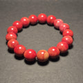 Natural Red Coral Bracelet Handmade, Genuine Coral 10mm Beads, Artisan Jewelry Gift