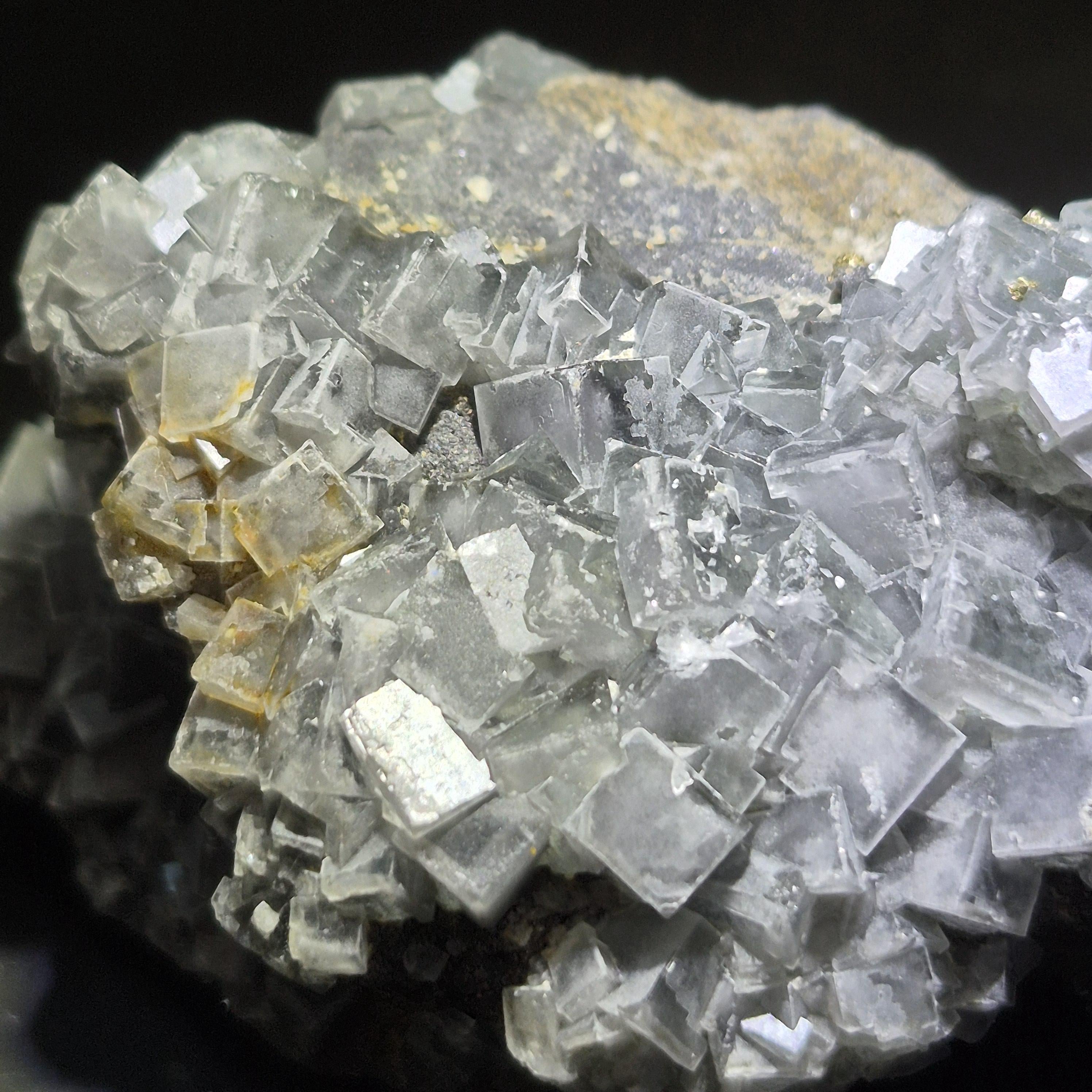 Fluorite Crystal Cluster on Matrix, Gray Cubic Crystals