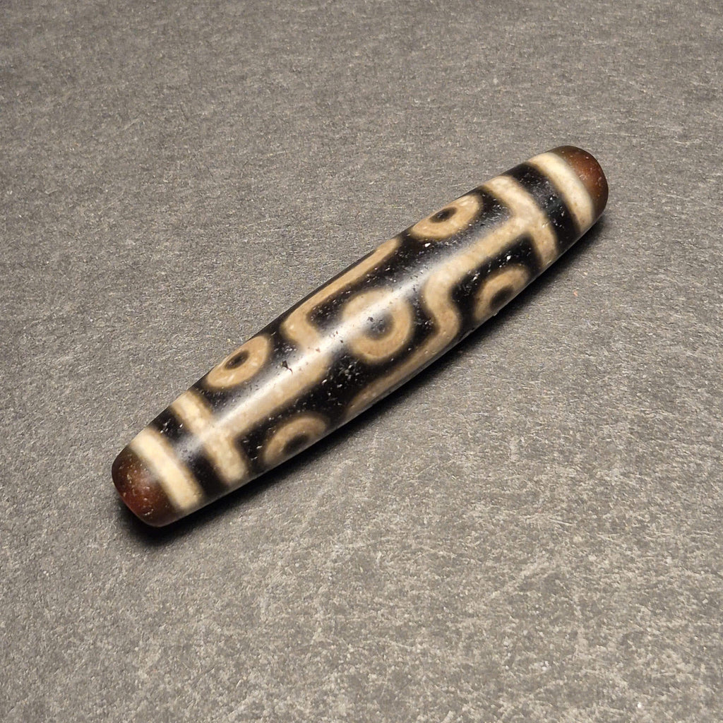 Ancient 9-Eye Tibetan Dzi Bead, Authentic Agate Amulet for Collectors