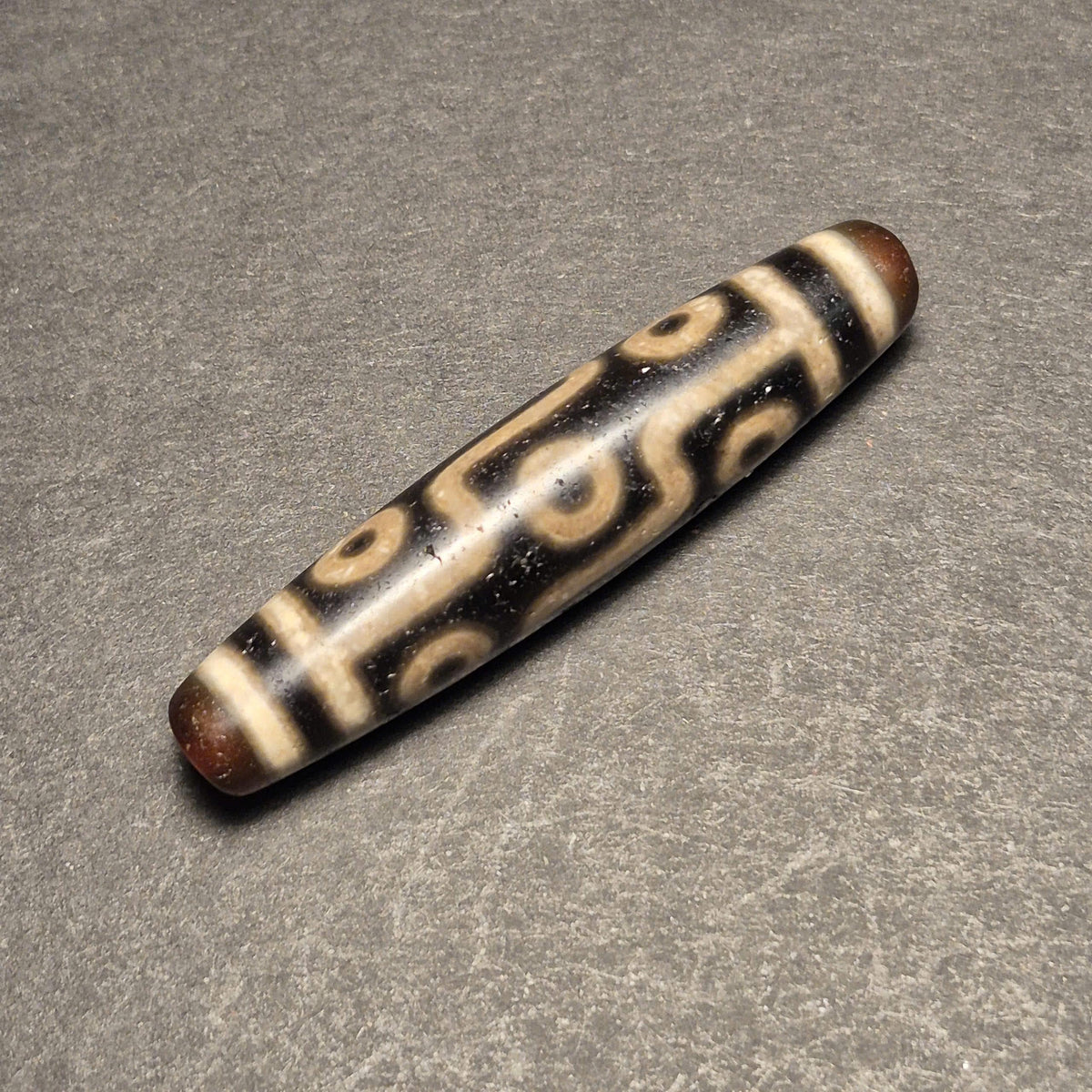 Ancient 9-Eye Tibetan Dzi Bead, Authentic Agate Amulet for Collectors