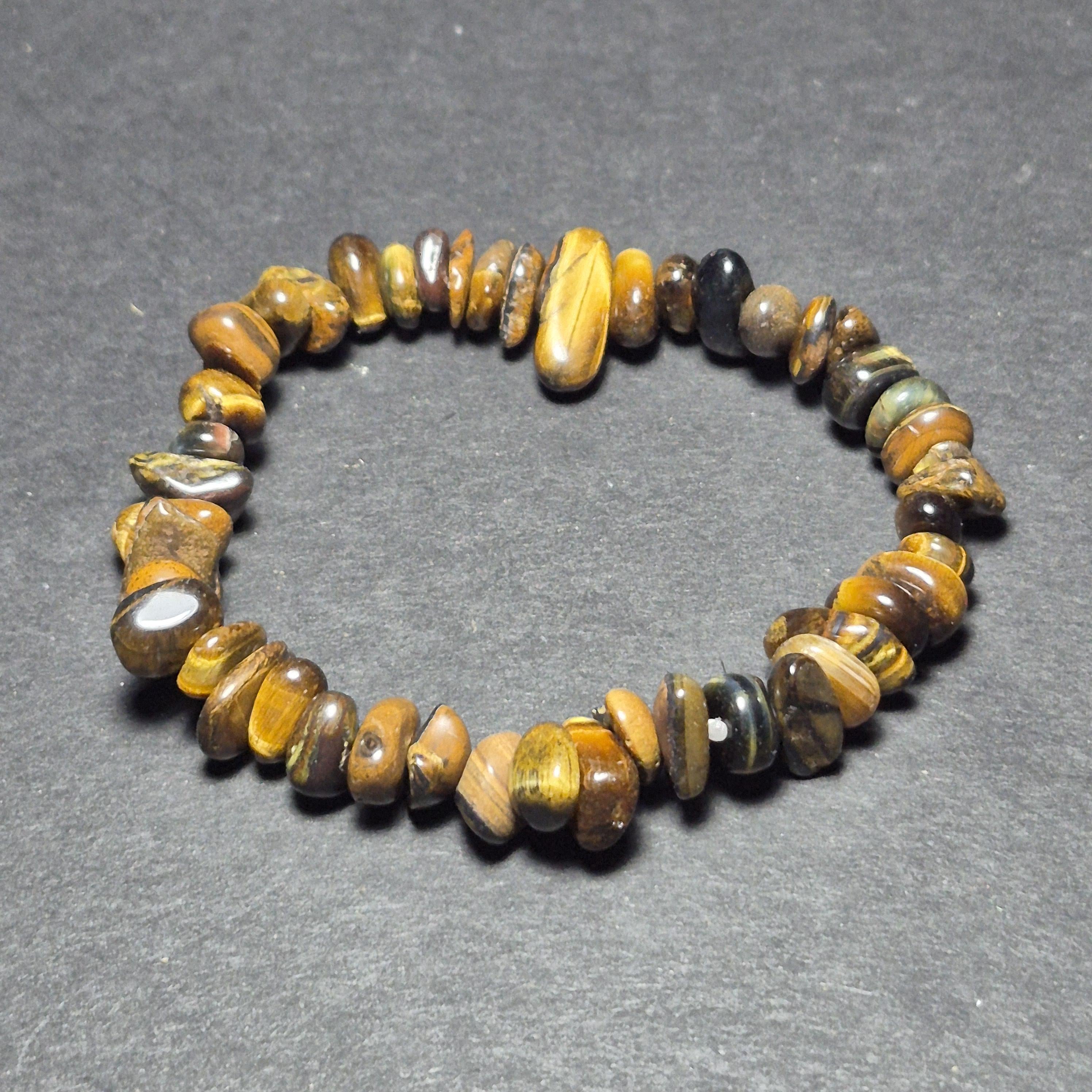 Small Tiger Eye Bead Bracelet - Lucky Feng Shui Bracelets - Handmade Stone Bracelets