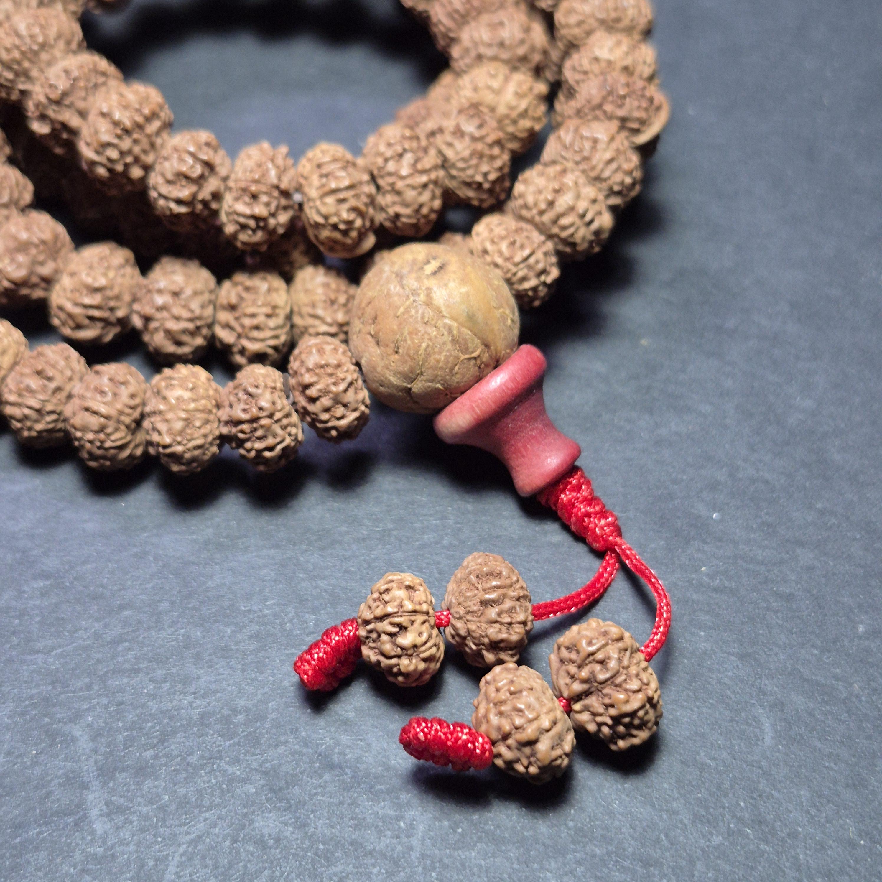 Rudraksha Prayer Rosary, Natural 108 Seed Mala, Yoga Meditation Jewelry