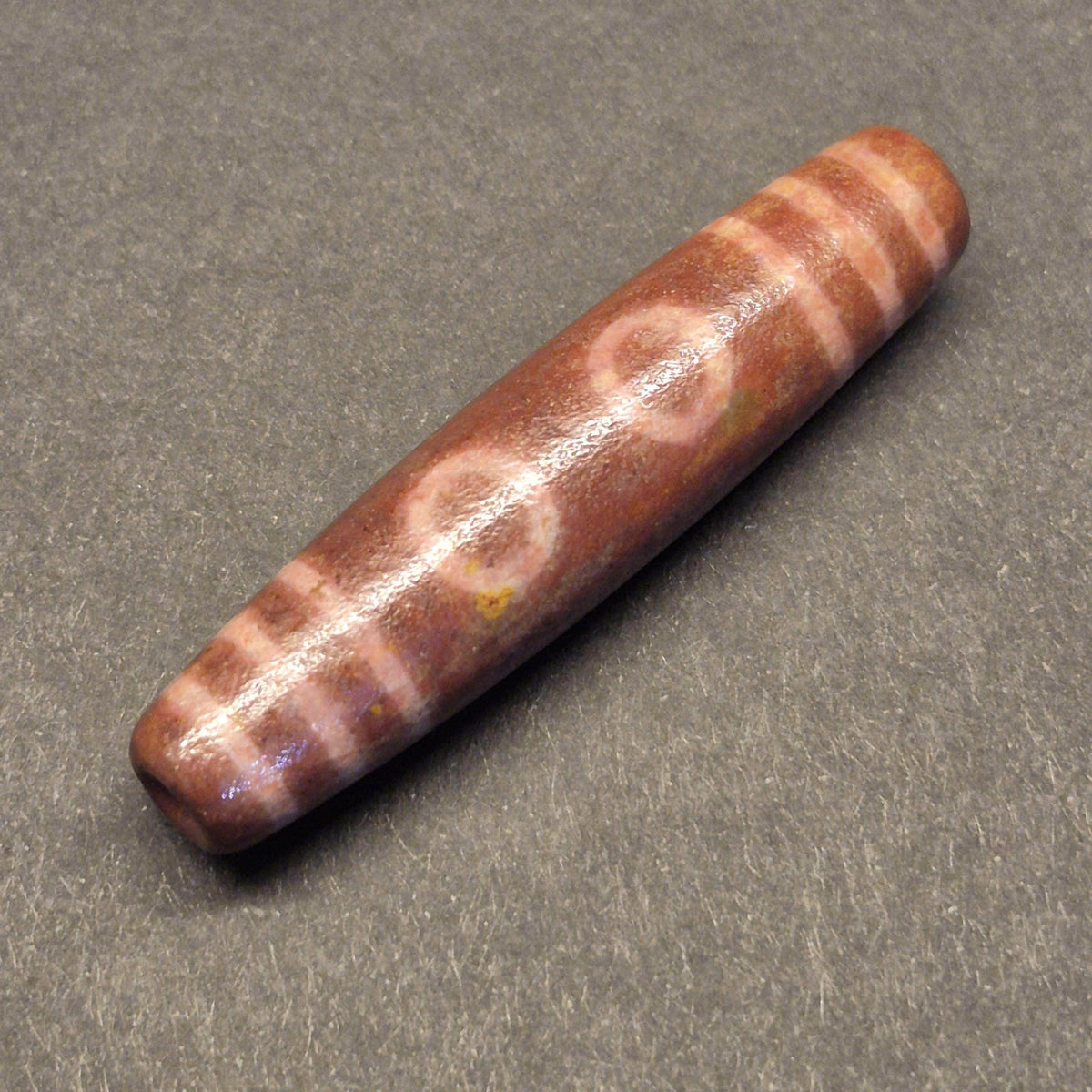 Red Five Eye Tibetan Dzi Bead for Wealth and Protection, Aged Dzi with Ancient Patina