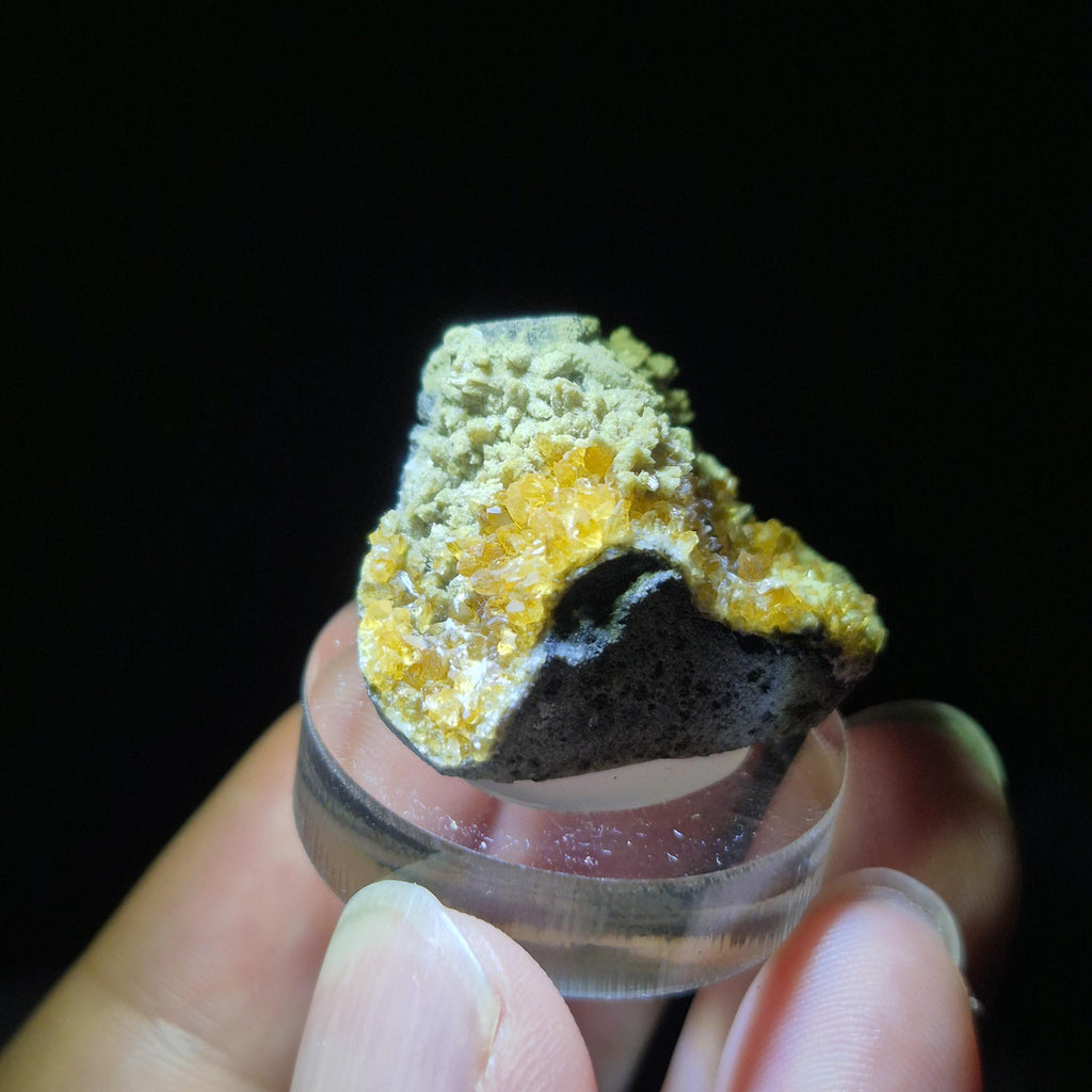 Golden Calcite Cluster on Rock Base, Natural Decorative Crystal Mineral