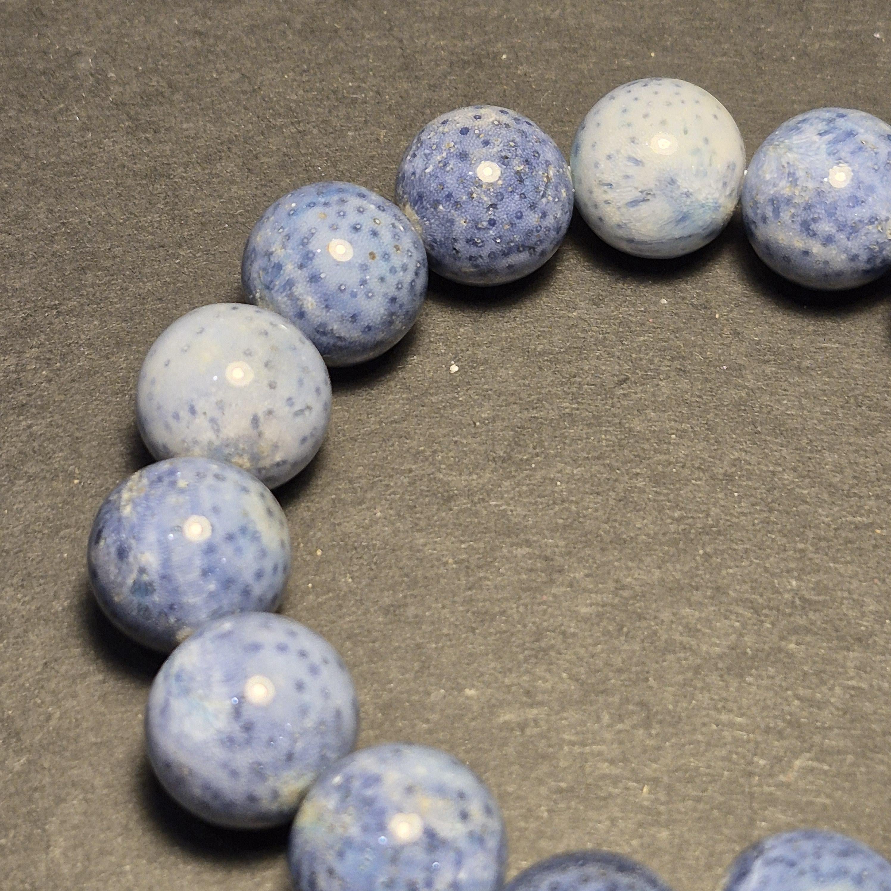 Natural Blue Coral Bracelet Bead, Rare Ocean Coral 14mm Beads, Handmade Jewelry