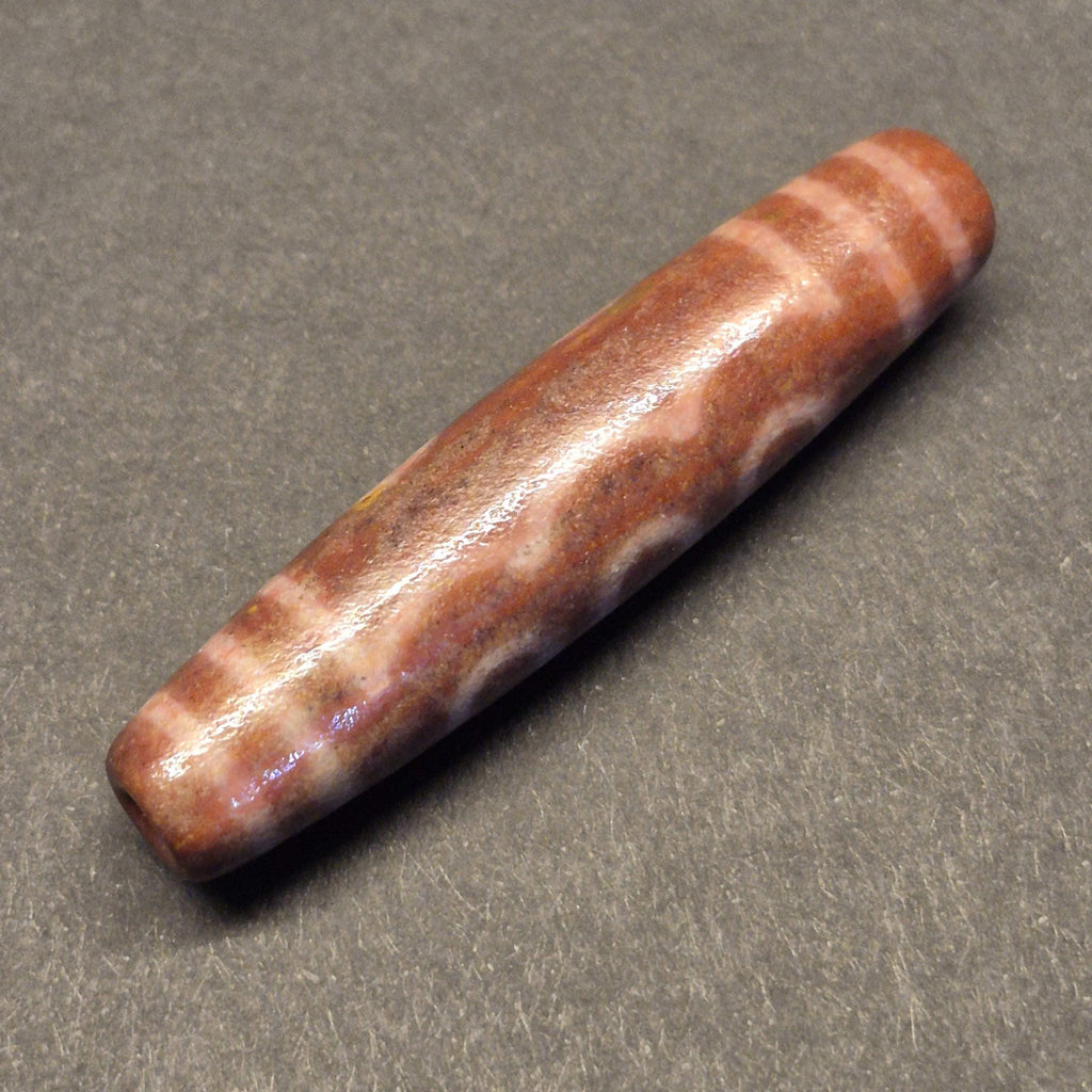 Red Five Eye Tibetan Dzi Bead for Wealth and Protection, Aged Dzi with Ancient Patina