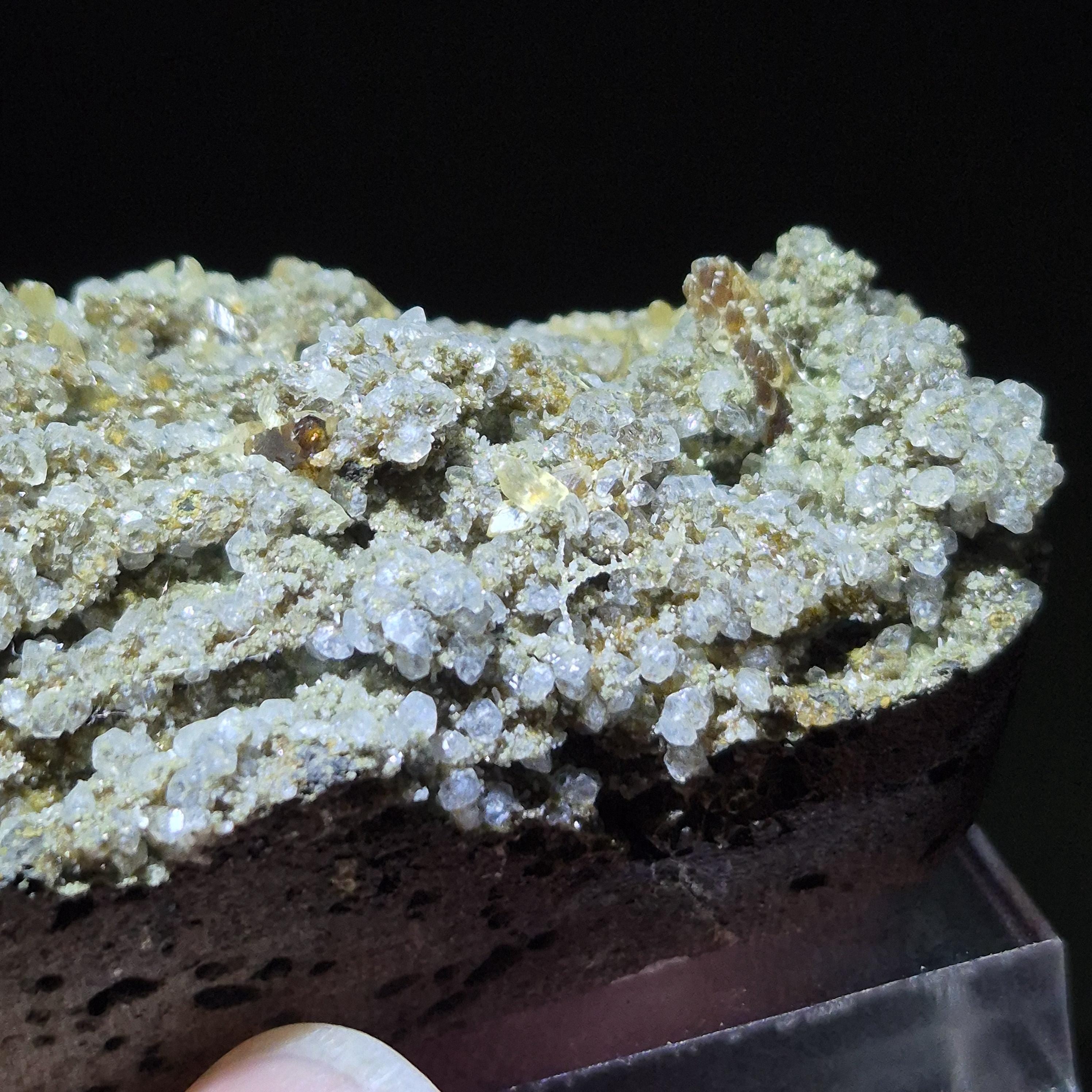 White Calcite Druzy on Matrix - Feng Shui Energy Stone - Sparkling Druzy Specimen