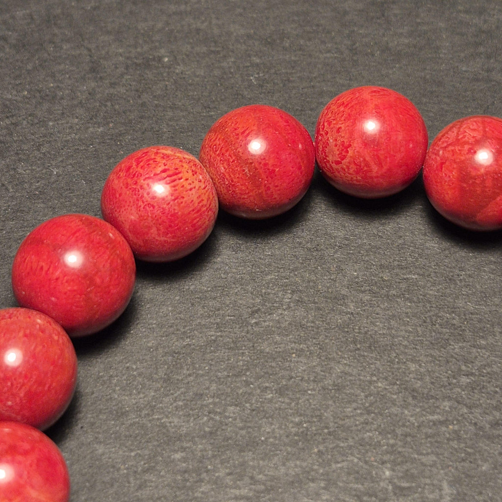 Natural Red Coral Bracelet Handmade, Genuine Coral 10mm Beads, Artisan Jewelry Gift