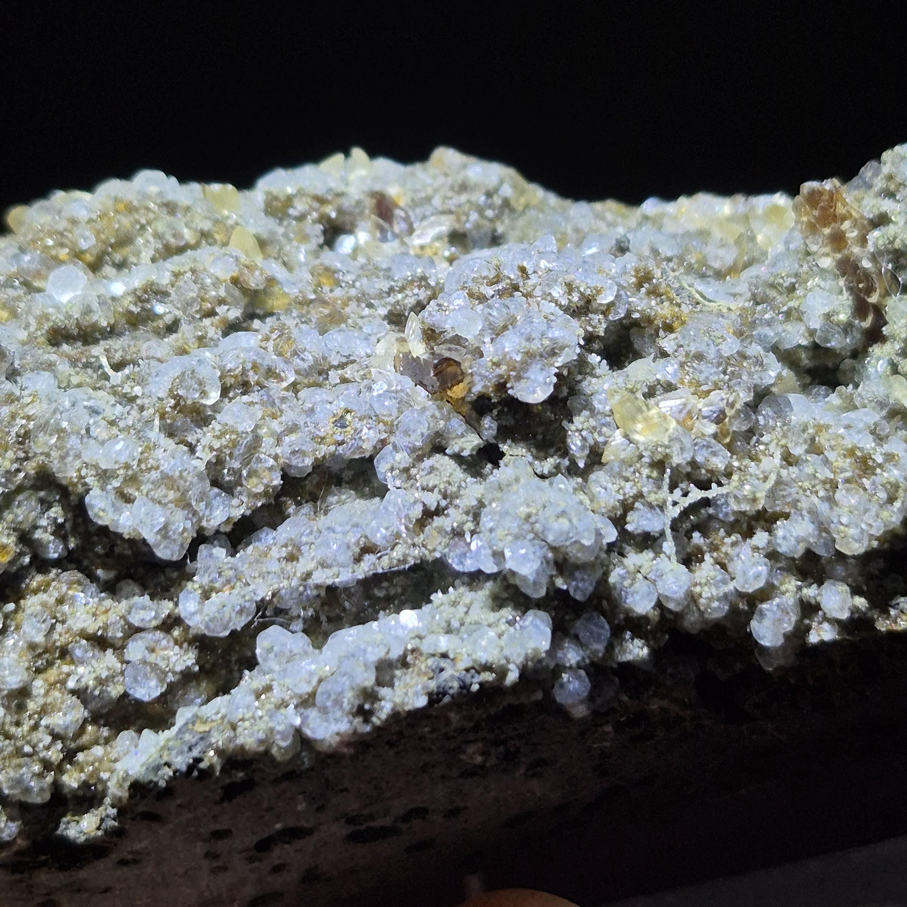 White Calcite Druzy on Matrix - Feng Shui Energy Stone - Sparkling Druzy Specimen