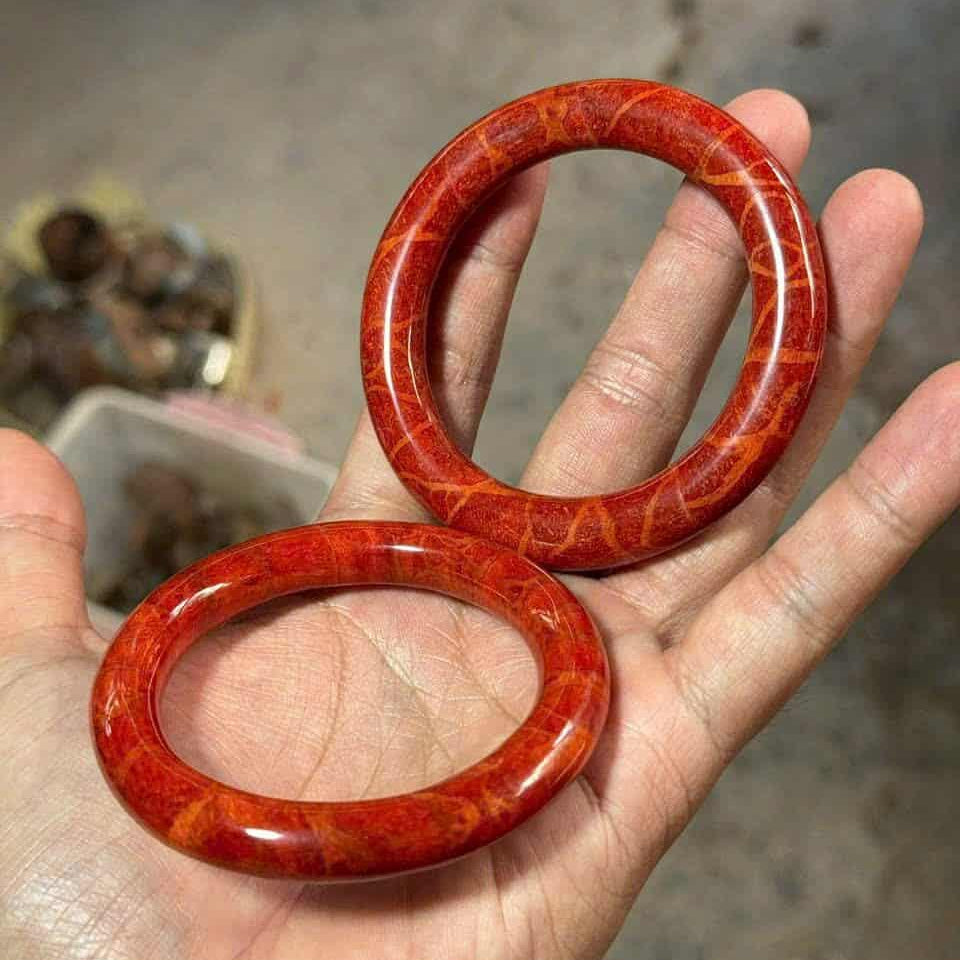 Red Coral Bangle, Custom Wrist Size, Handmade Natural Coral Jewelry