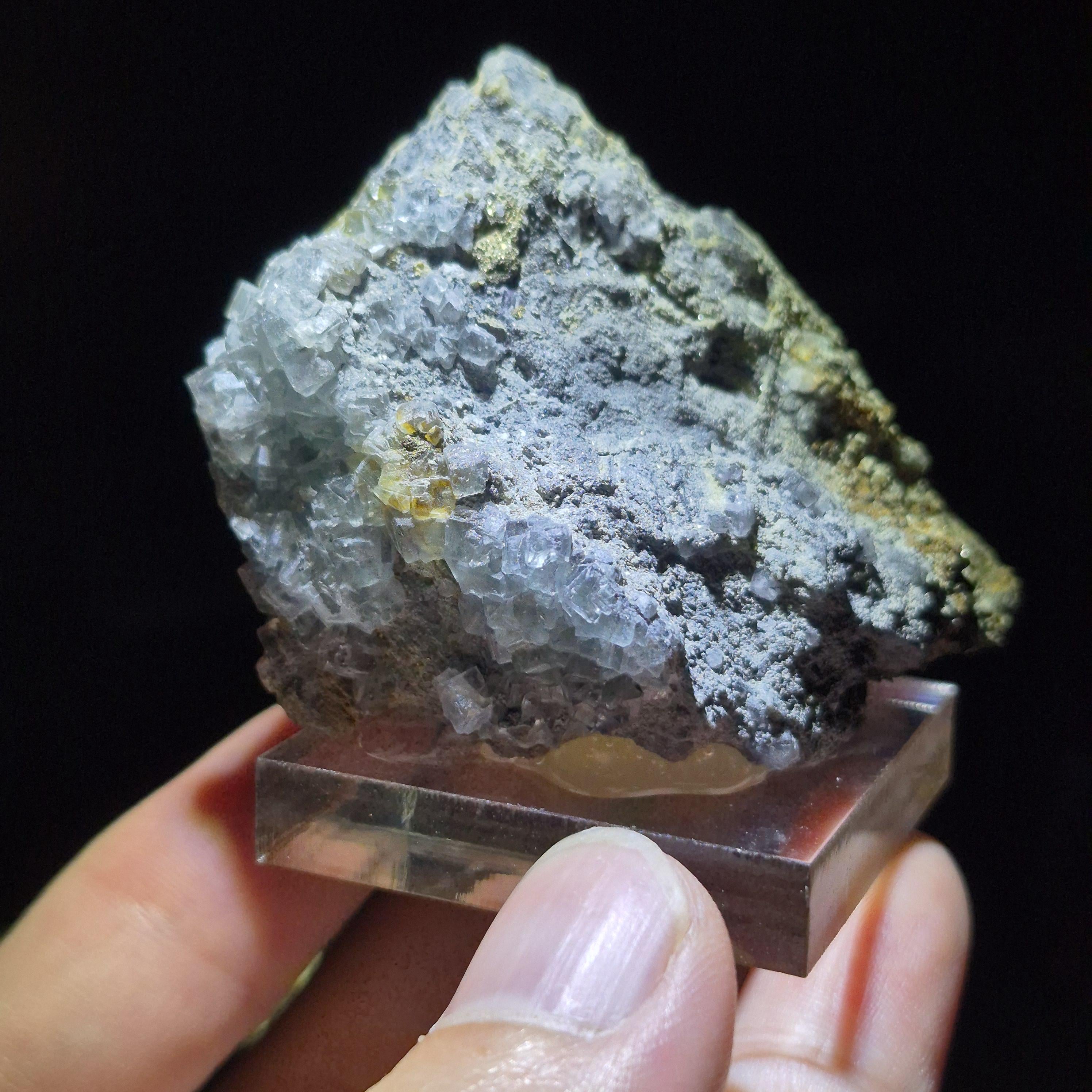 Natural Clear Flourite Crystal Cluster on Matrix - Raw Mineral Specimen