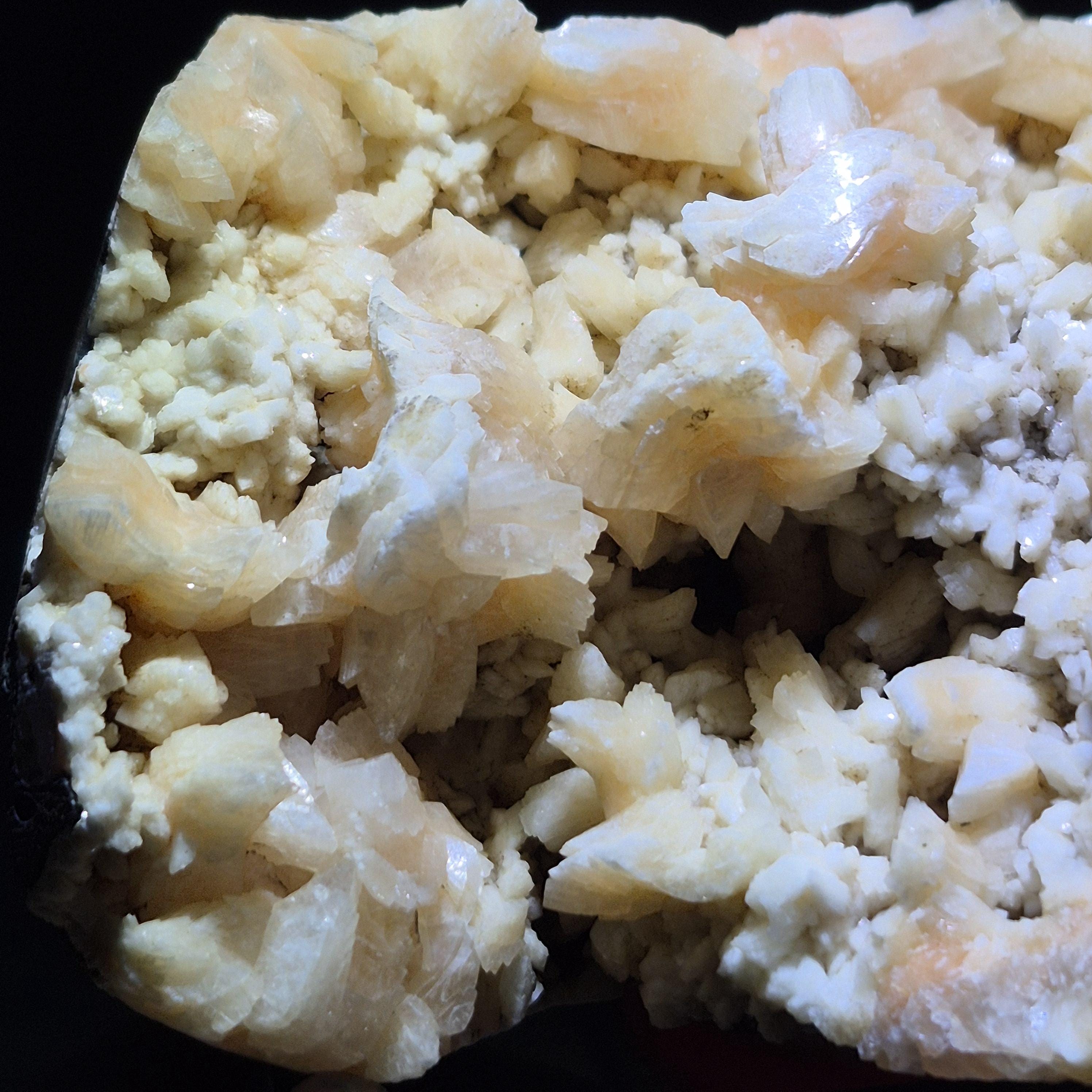Peach Stilbite Cluster on Basalt – Raw Crystal Specimen for Collectors