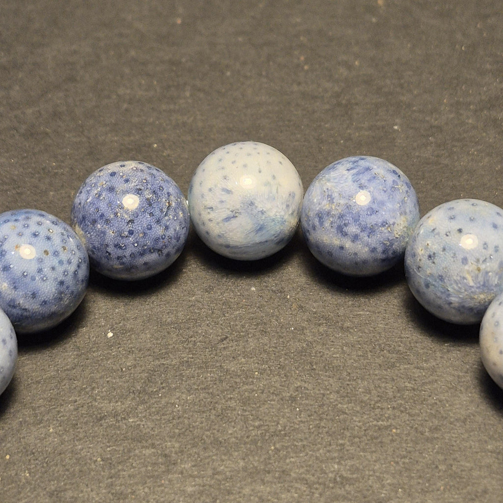 Natural Blue Coral Bracelet Bead, Rare Ocean Coral 14mm Beads, Handmade Jewelry