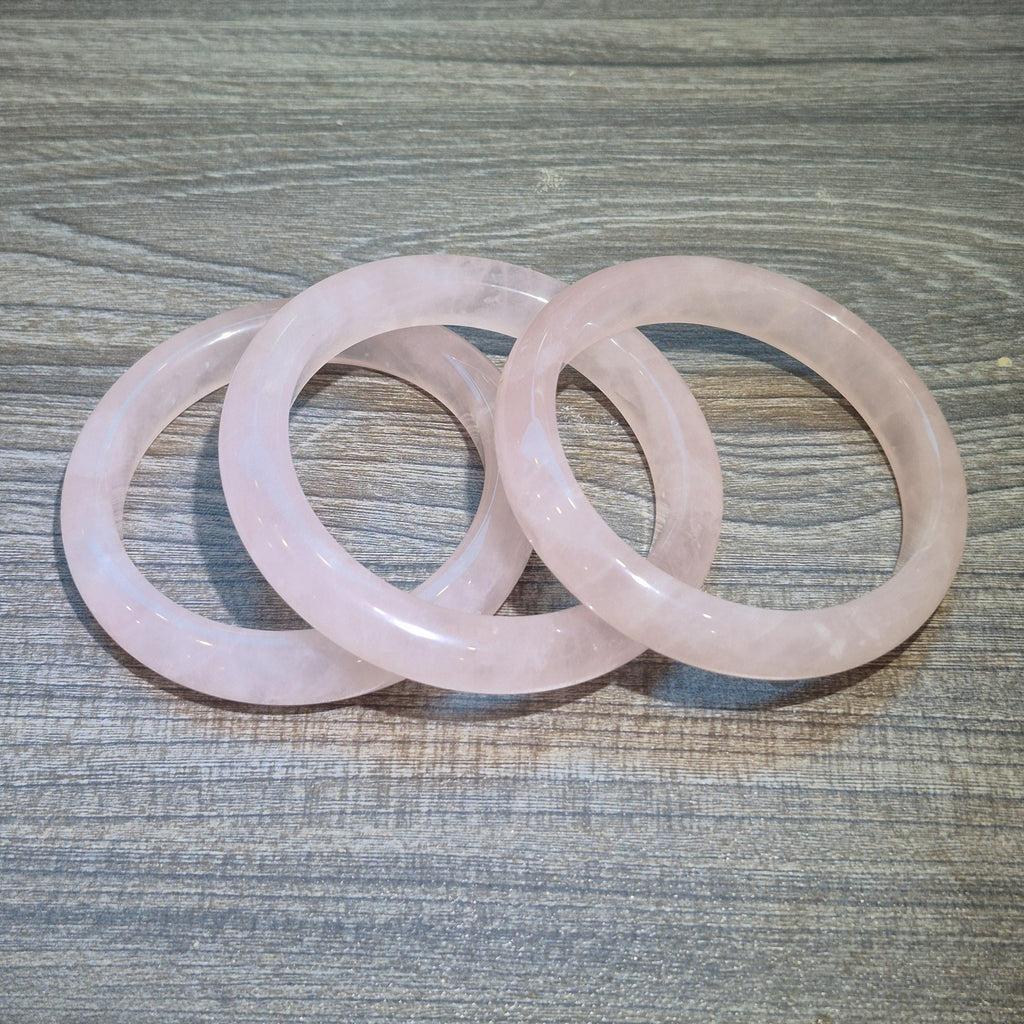 Boho Rose Quartz Bangle - Natural Pink Crystal Bracelet - Vintage Artistic Jewelry
