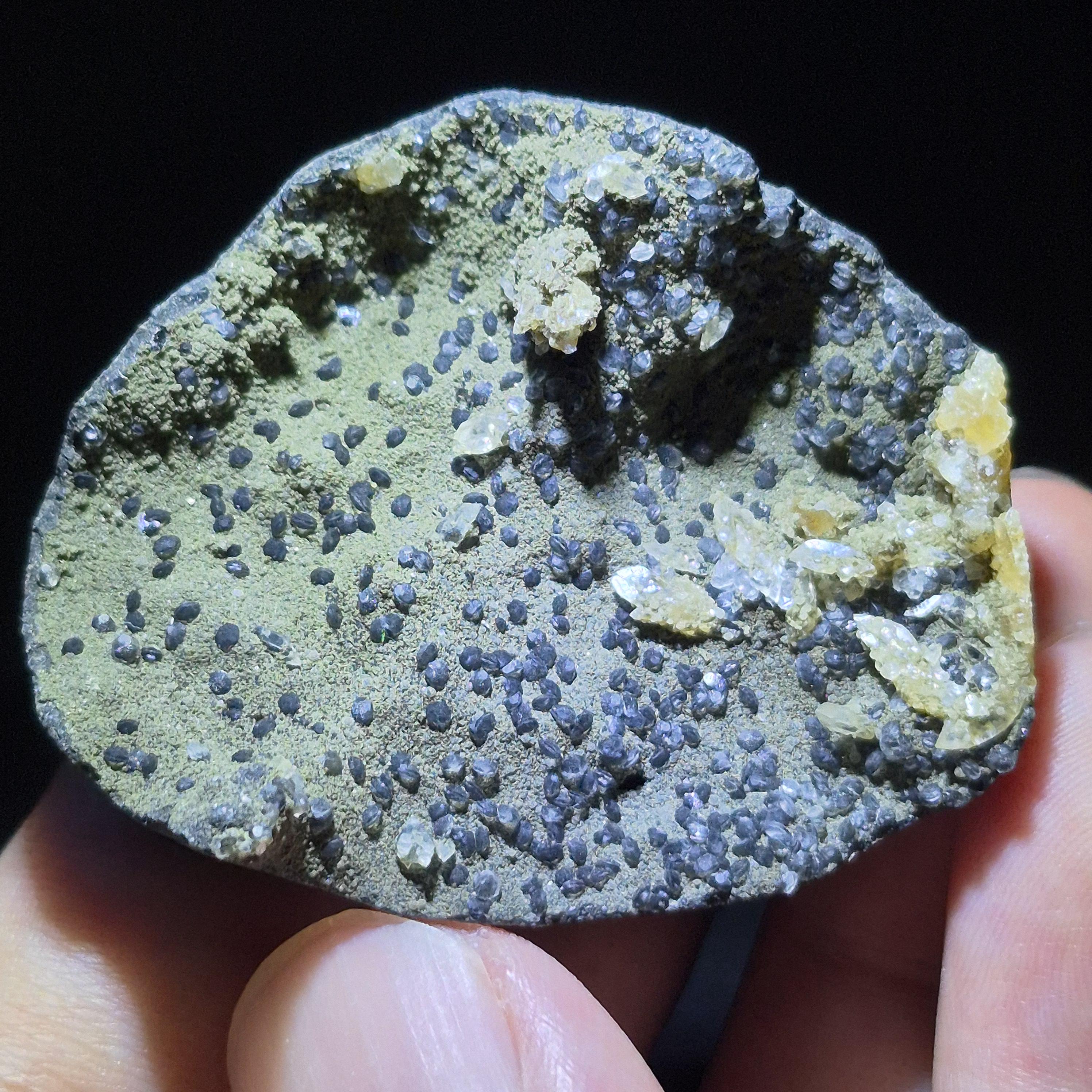 Natural Calcite Crystal on Basalt, Unique Raw Mineral Specimen