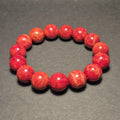 Handmade Red Coral Bracelet, Natural Coral 12mm Beads, Elegant Spiritual Jewelry
