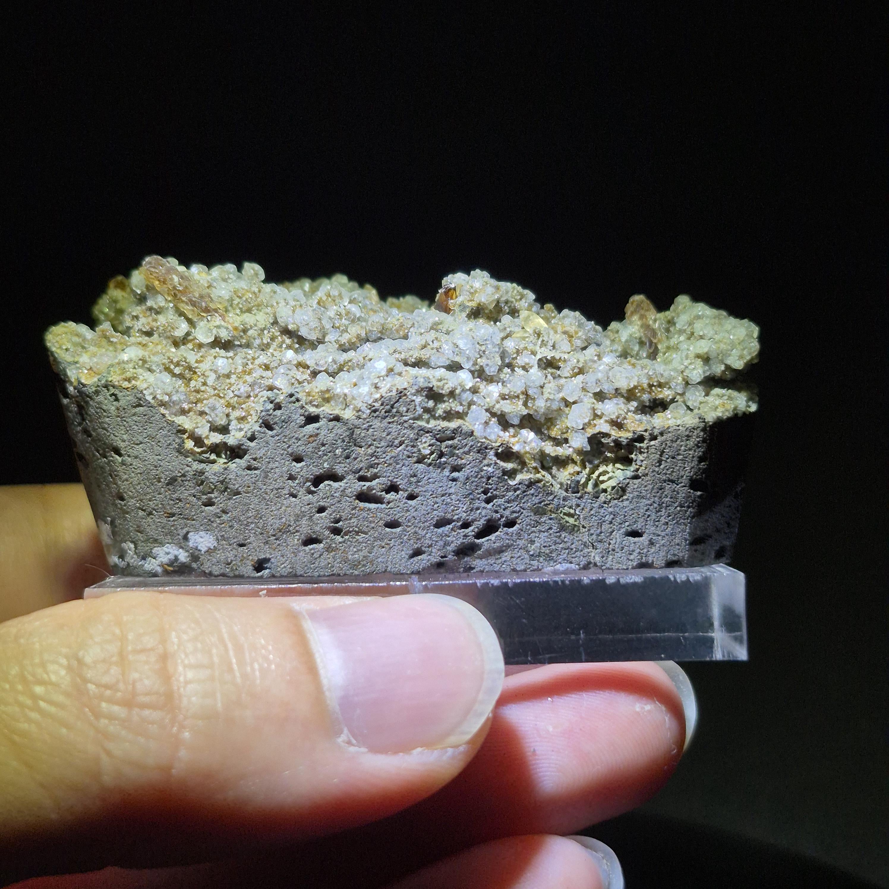 White Calcite Druzy on Matrix - Feng Shui Energy Stone - Sparkling Druzy Specimen