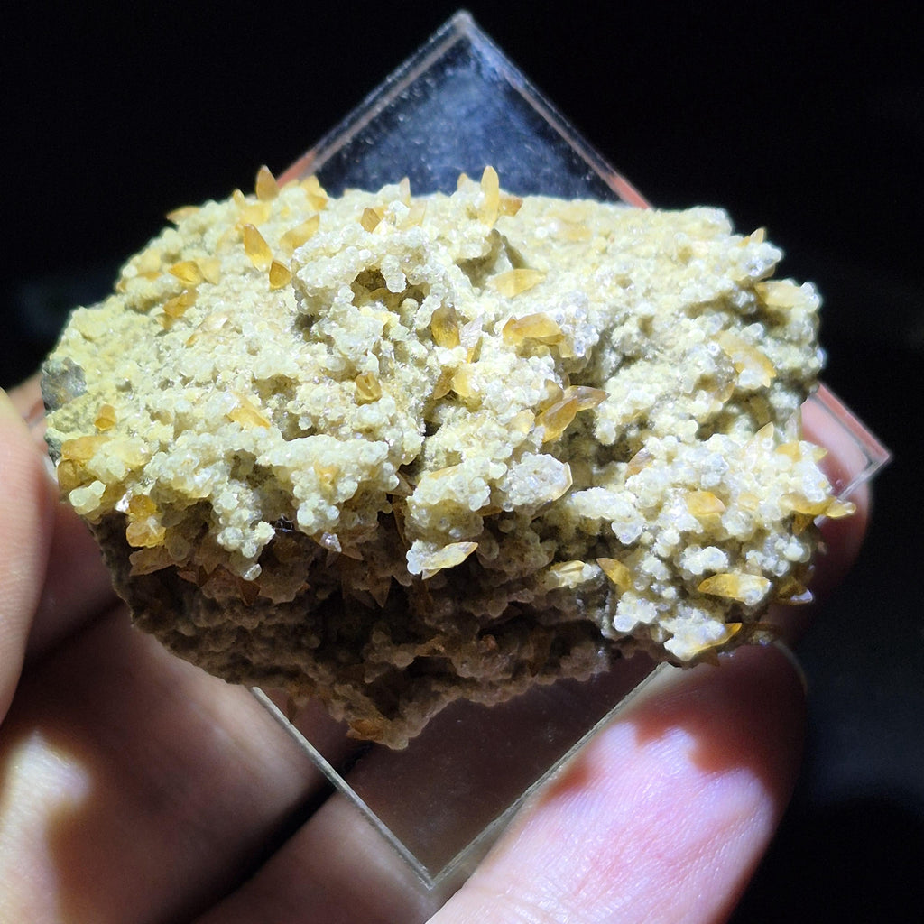 Golden Calcite Crystal Cluster on Matrix – Natural Mineral Specimen from Nature