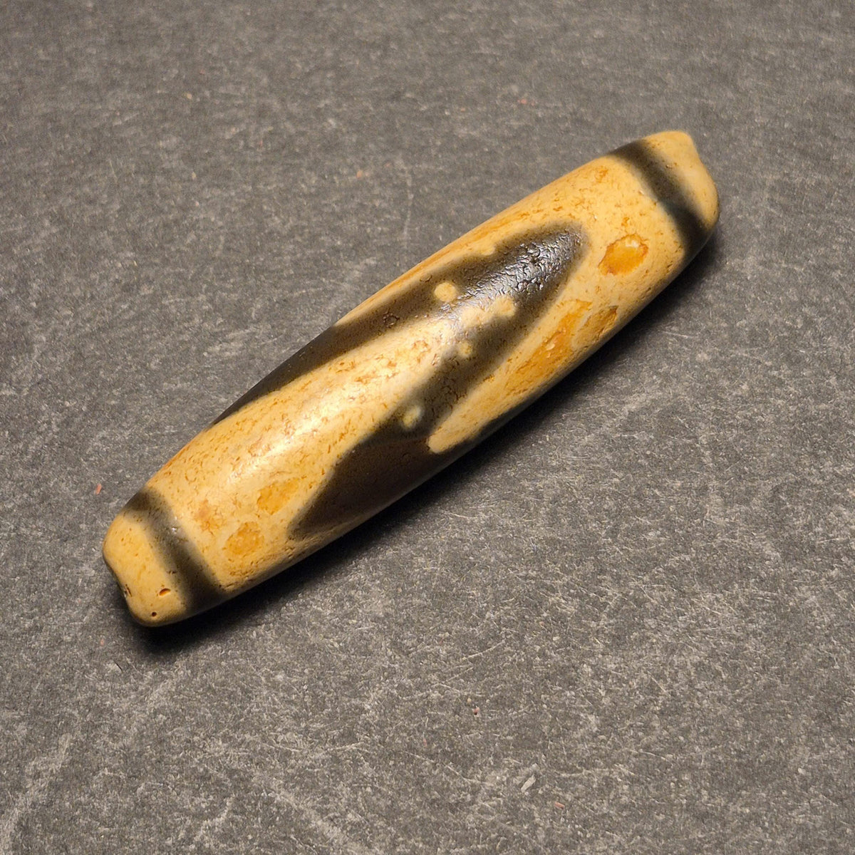 Water Wave Tibetan Dzi Bead, Heavily Weathered Dzi, Flow Protection Amulet