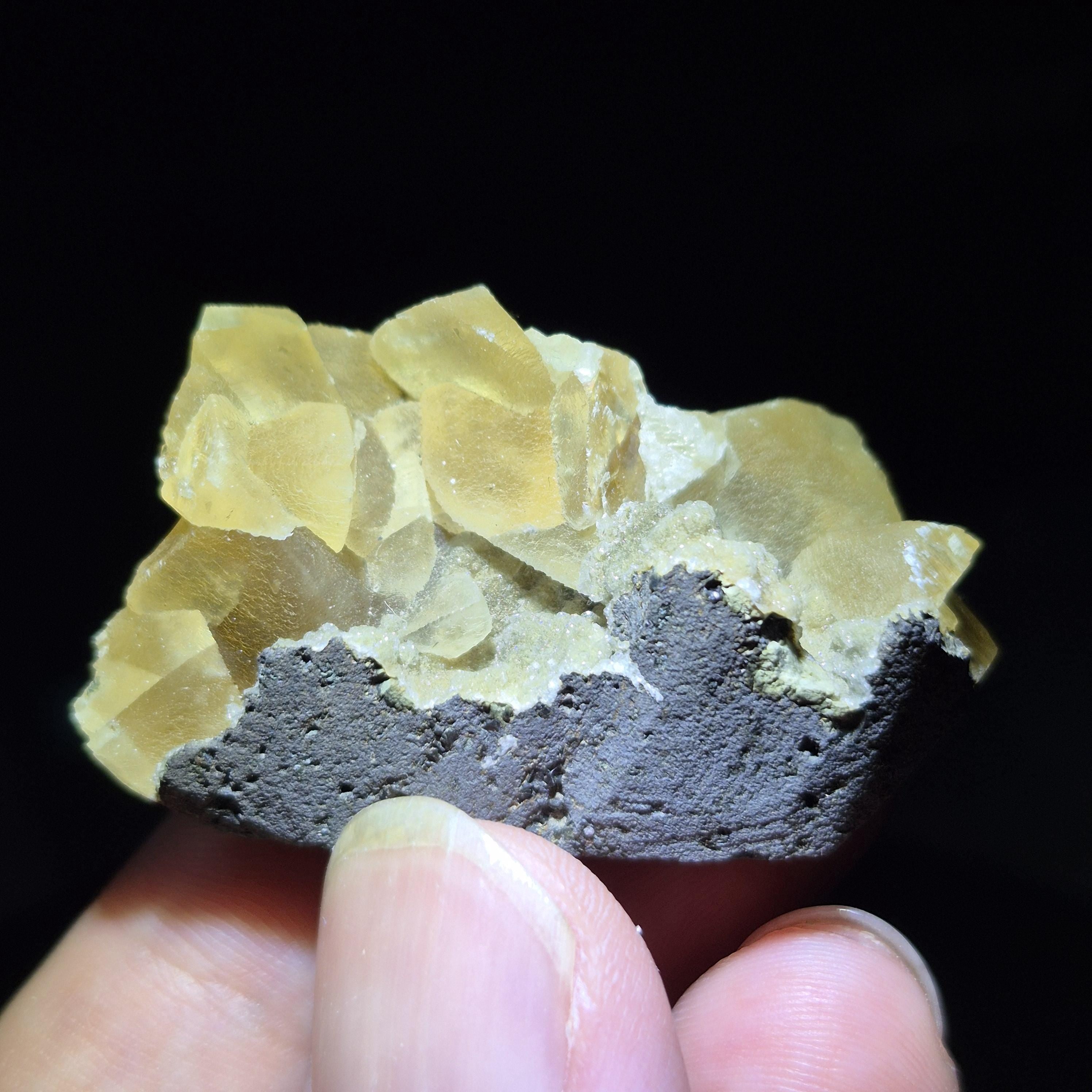 Golden Calcite Crystal on Matrix – Natural Mineral Specimen