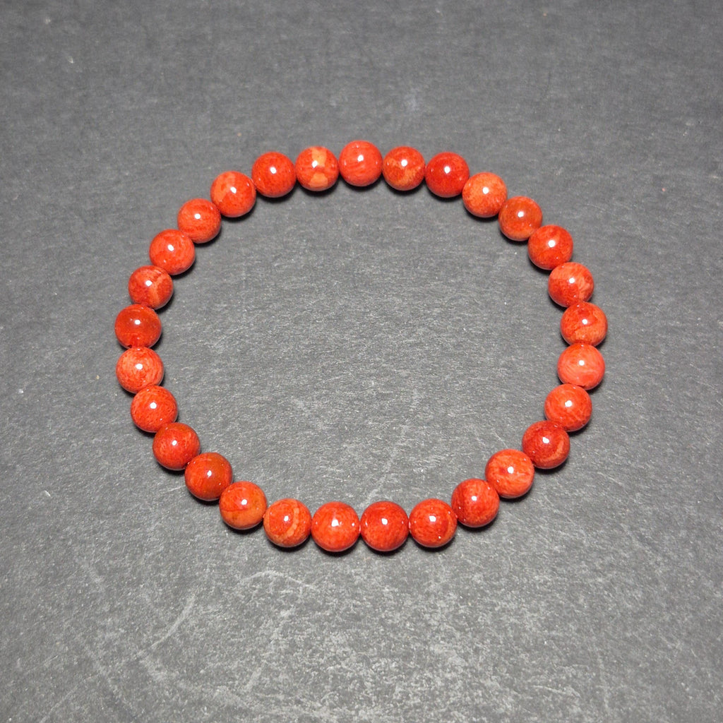 Red Coral Bracelet 6mm Bead, Natural Coral Bracelet for Women, Elegant Handmade Jewelry