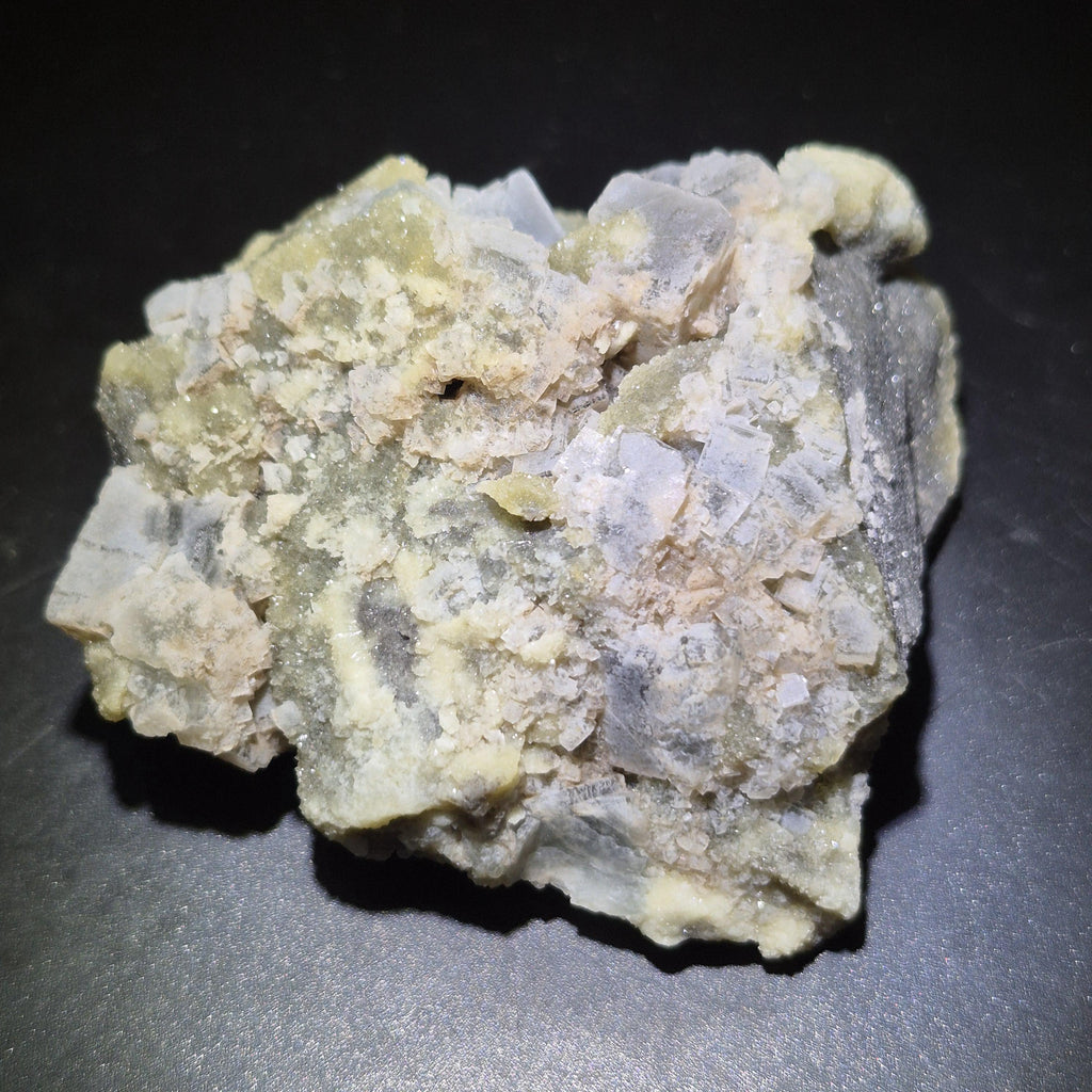 Raw Fluorite on Basalt, Unique Gray Crystal Mineral Display