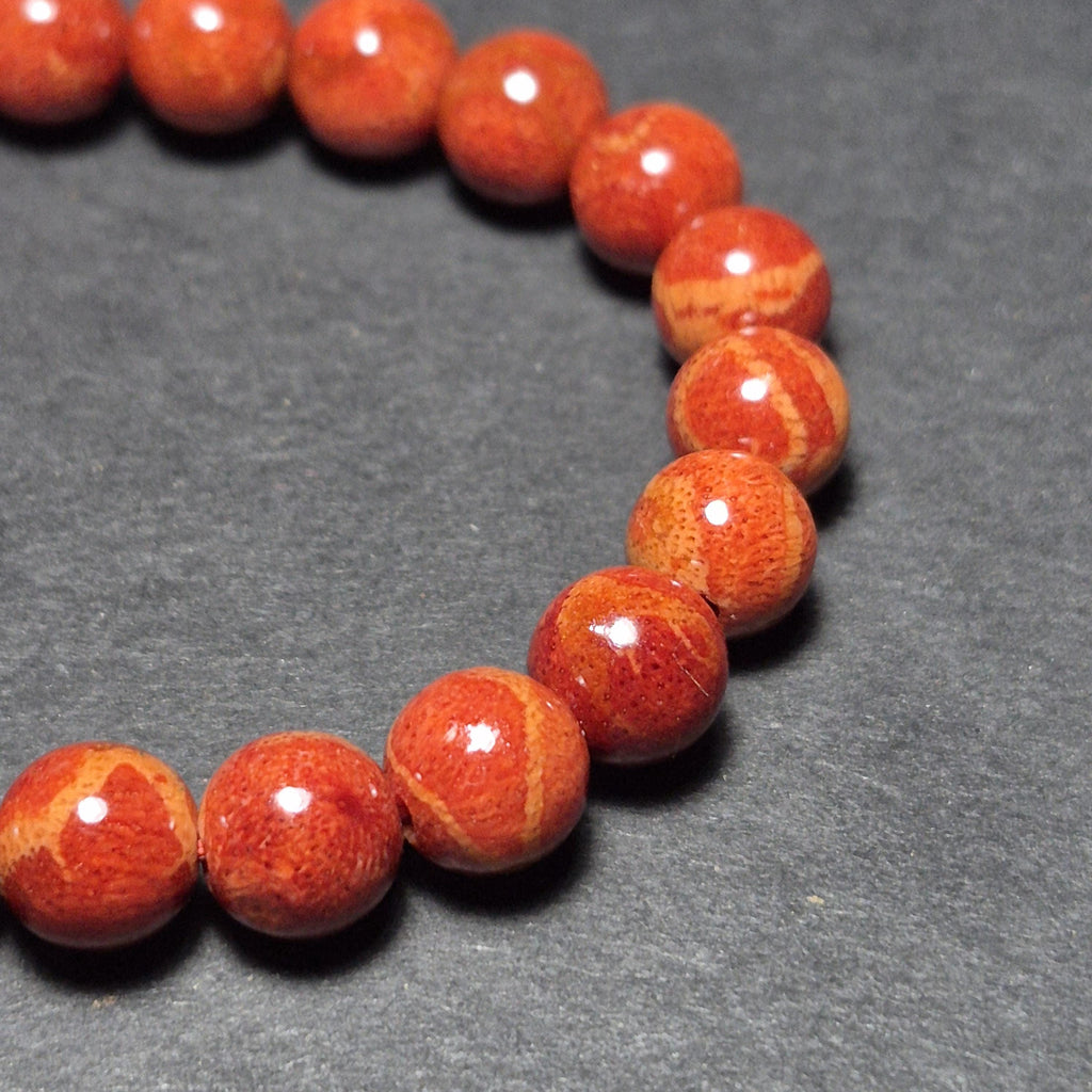 Handmade Red Coral 8mm Beads, Natural Coral Prayer Bracelet, Meaningful Spiritual Gift