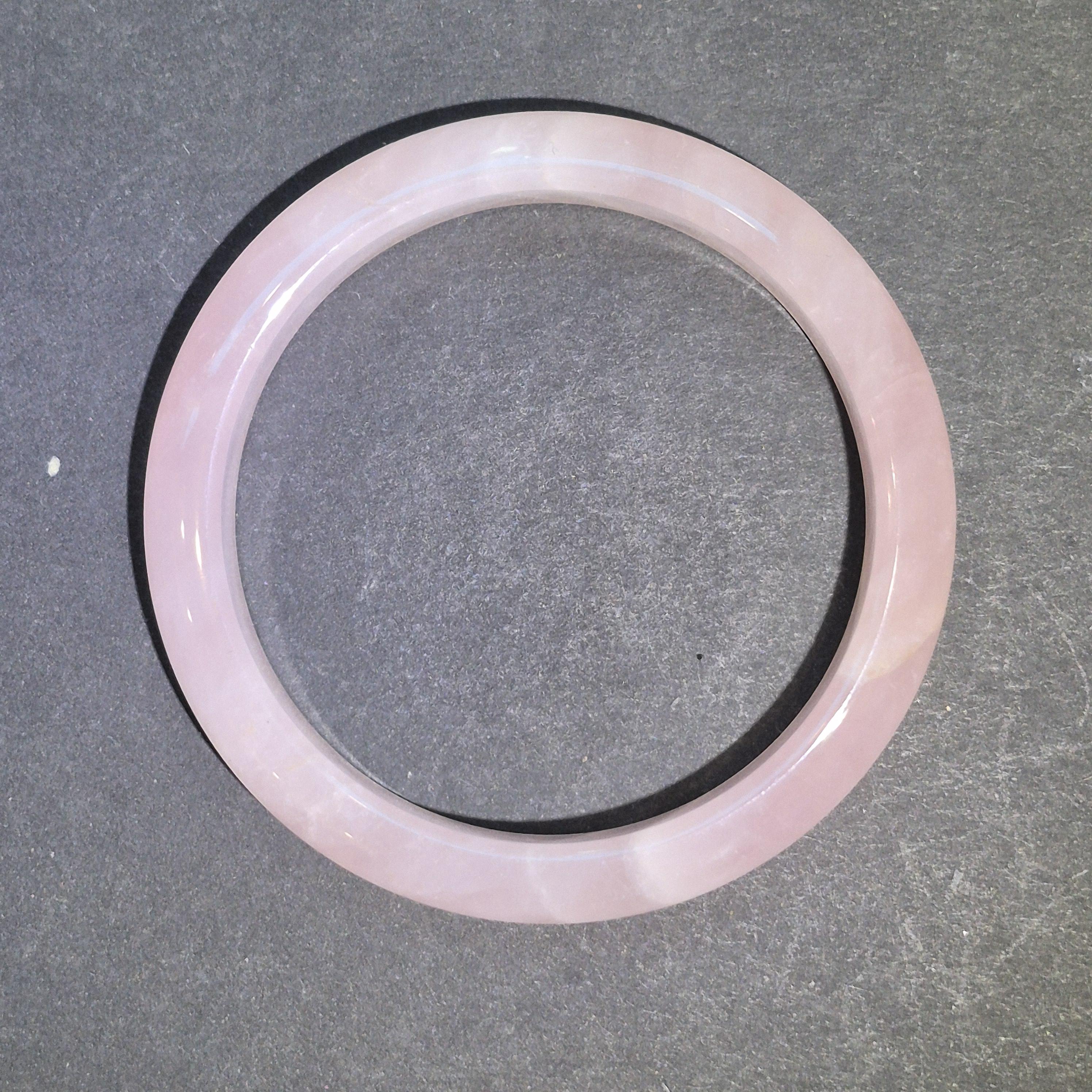 Boho Rose Quartz Bangle - Natural Pink Crystal Bracelet - Vintage Artistic Jewelry