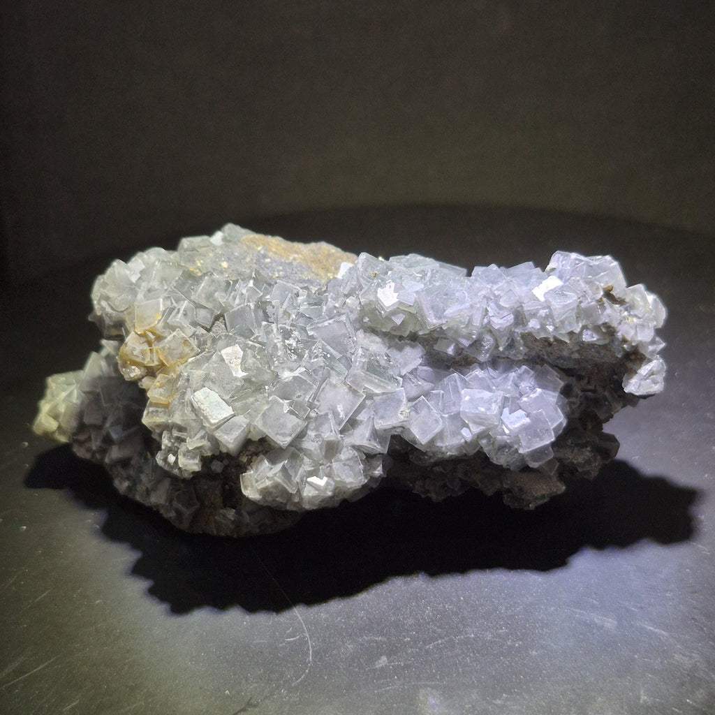 Fluorite Crystal Cluster on Matrix, Gray Cubic Crystals