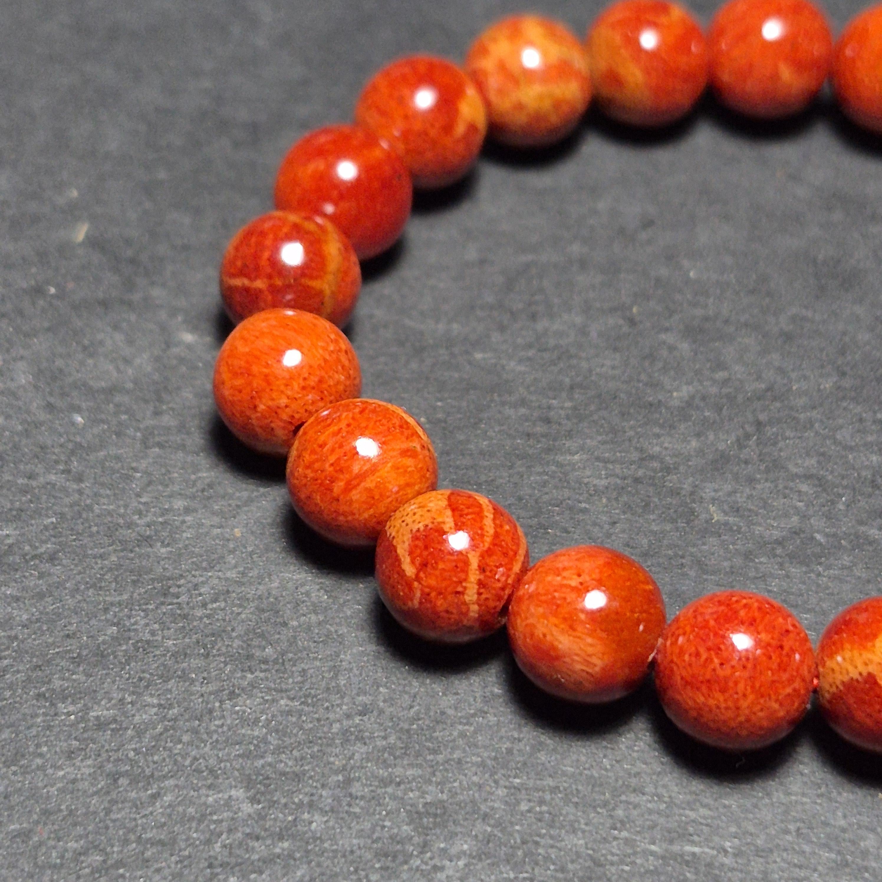 Handmade Red Coral 8mm Beads, Natural Coral Prayer Bracelet, Meaningful Spiritual Gift