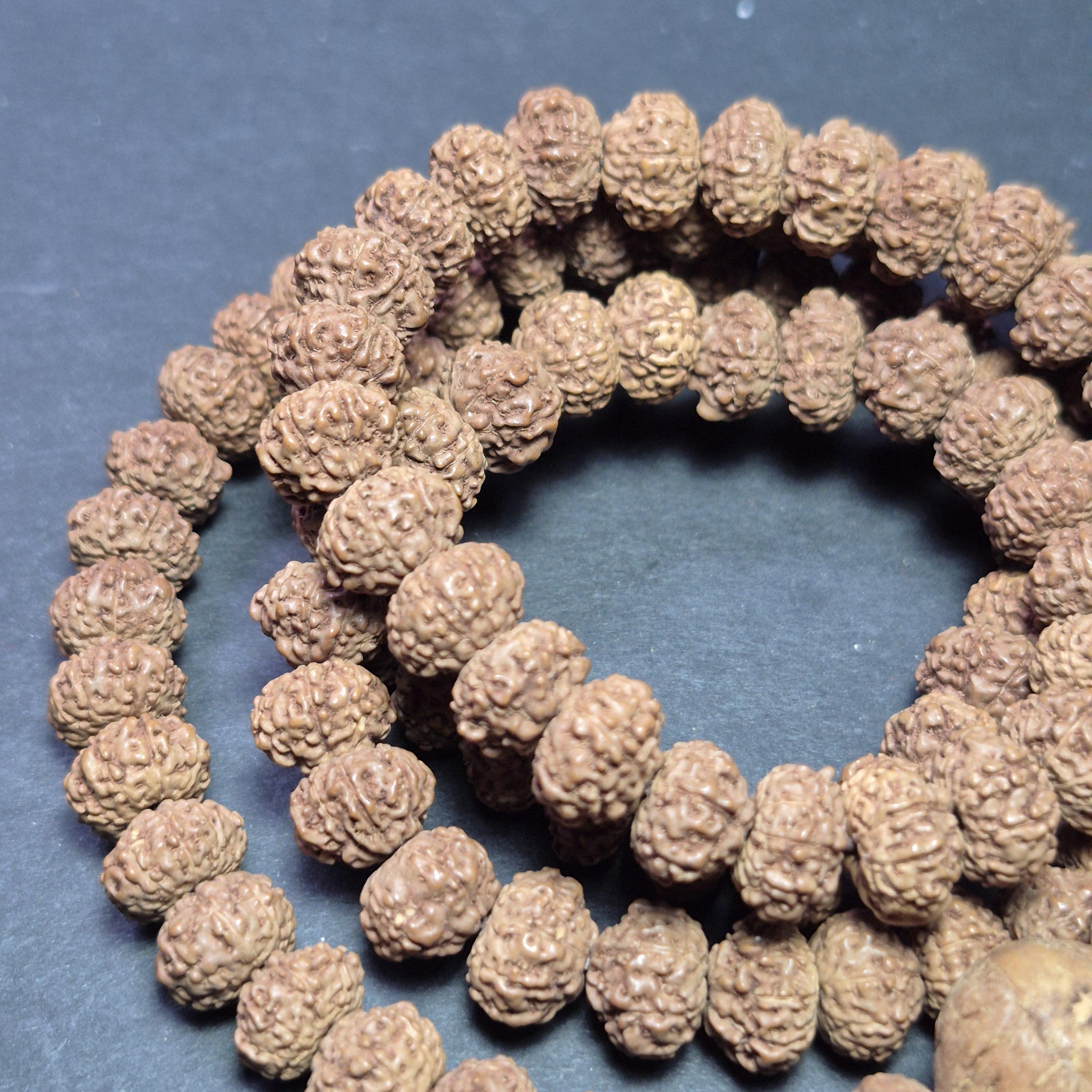 Rudraksha Prayer Rosary, Natural 108 Seed Mala, Yoga Meditation Jewelry