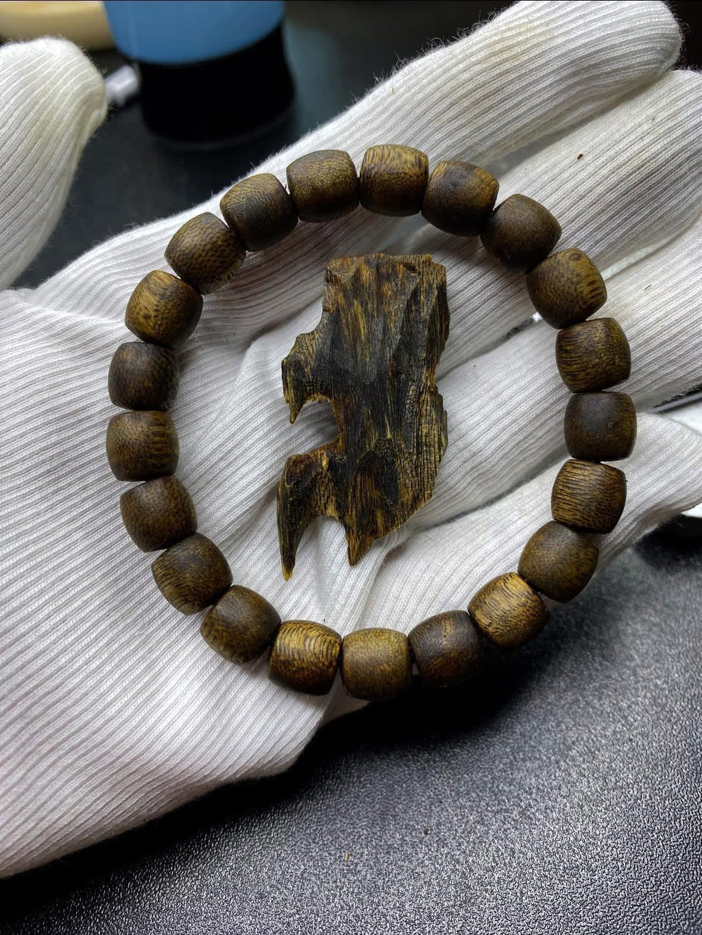 Kyara Agarwood 10mm Bead Bracelet, High-Grade Oud Barrel Beads, Luxury Fragrant Wood Jewelry