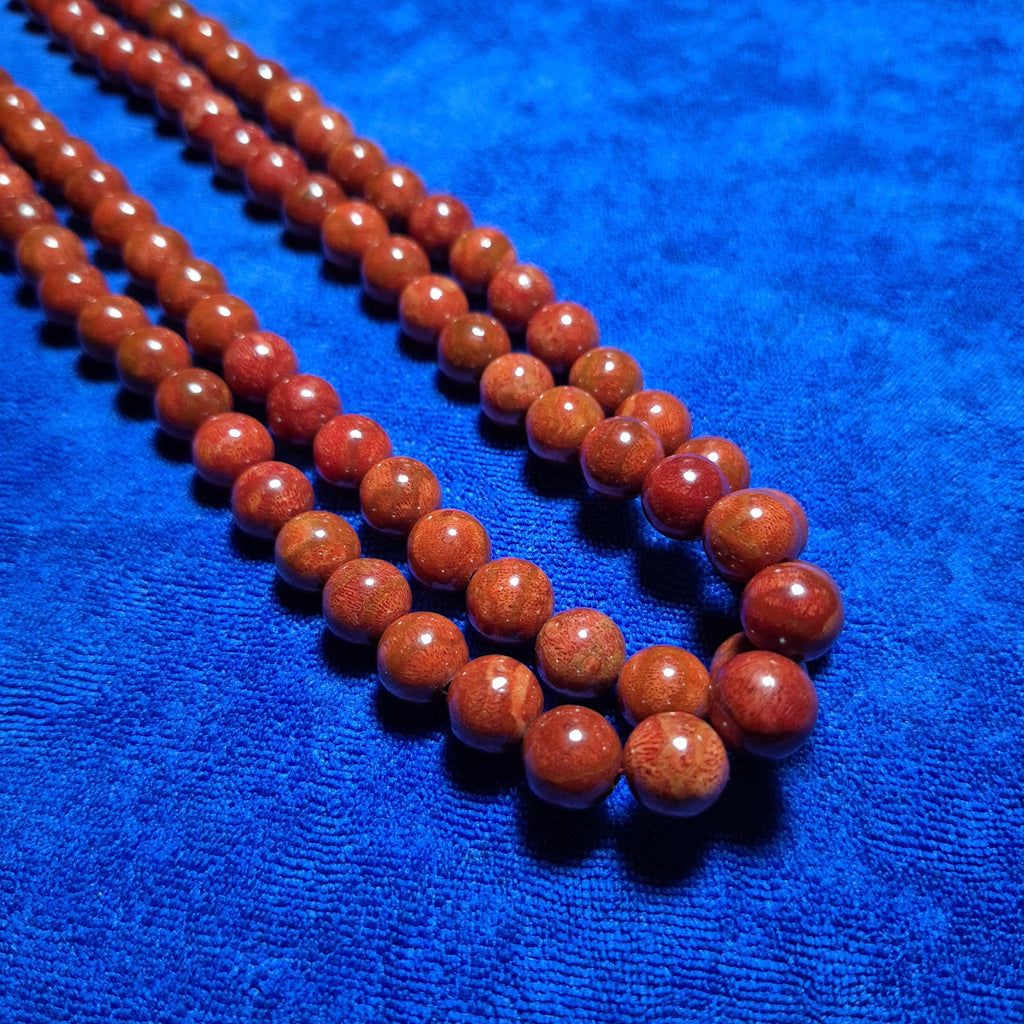 Red Coral Mala Necklace, 108 Prayer Beads 12mm, Buddhist Jewelry