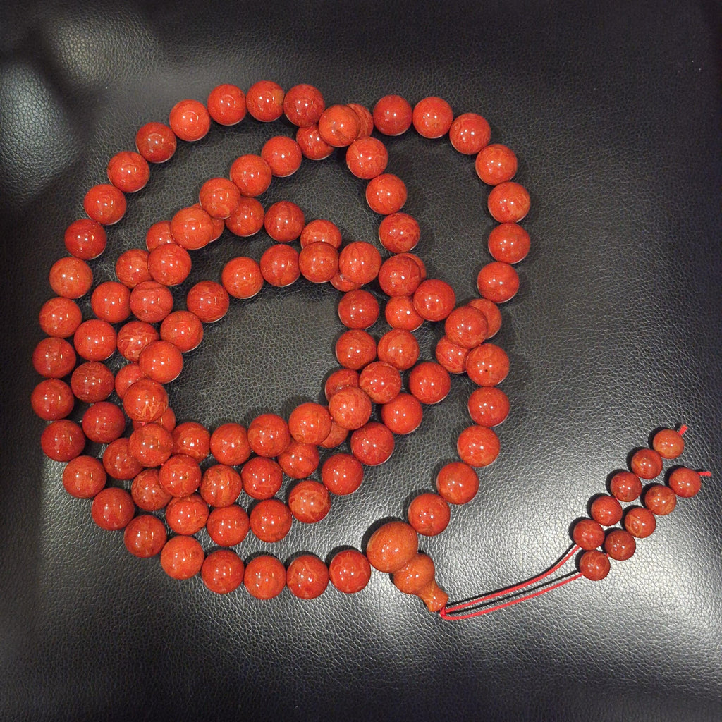 Extra Large Red Coral Mala 108 Beads 20mm, Natural Coral Prayer Necklace