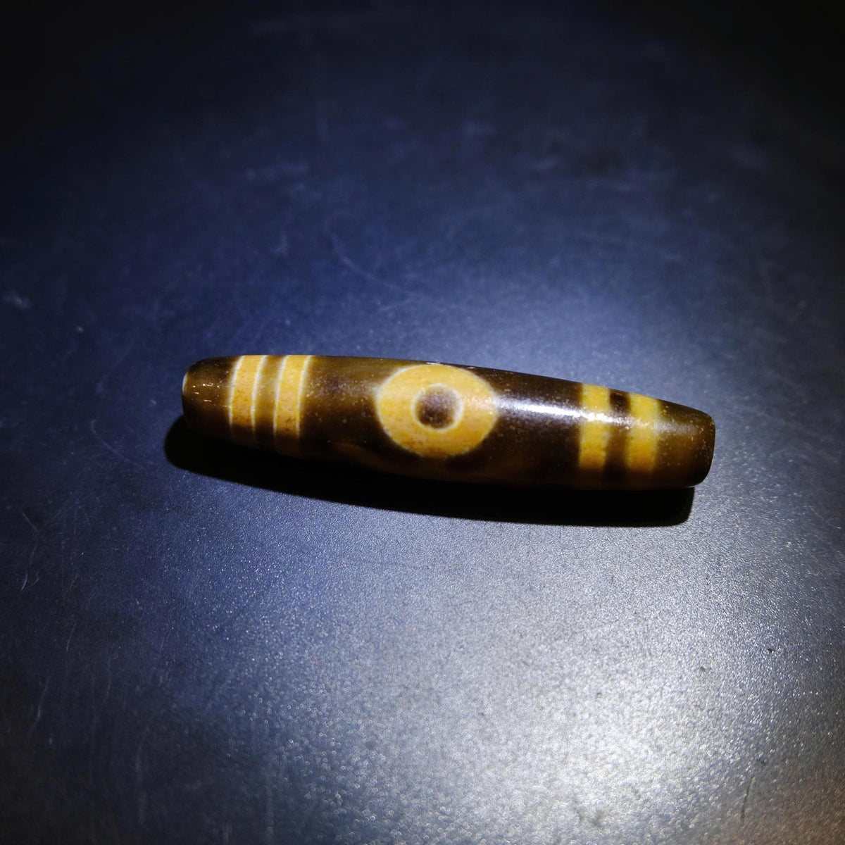 Antique Tibetan Nobleman Dzi Bead, Old Agate Dzi with Heavy Weathering 57x13mm