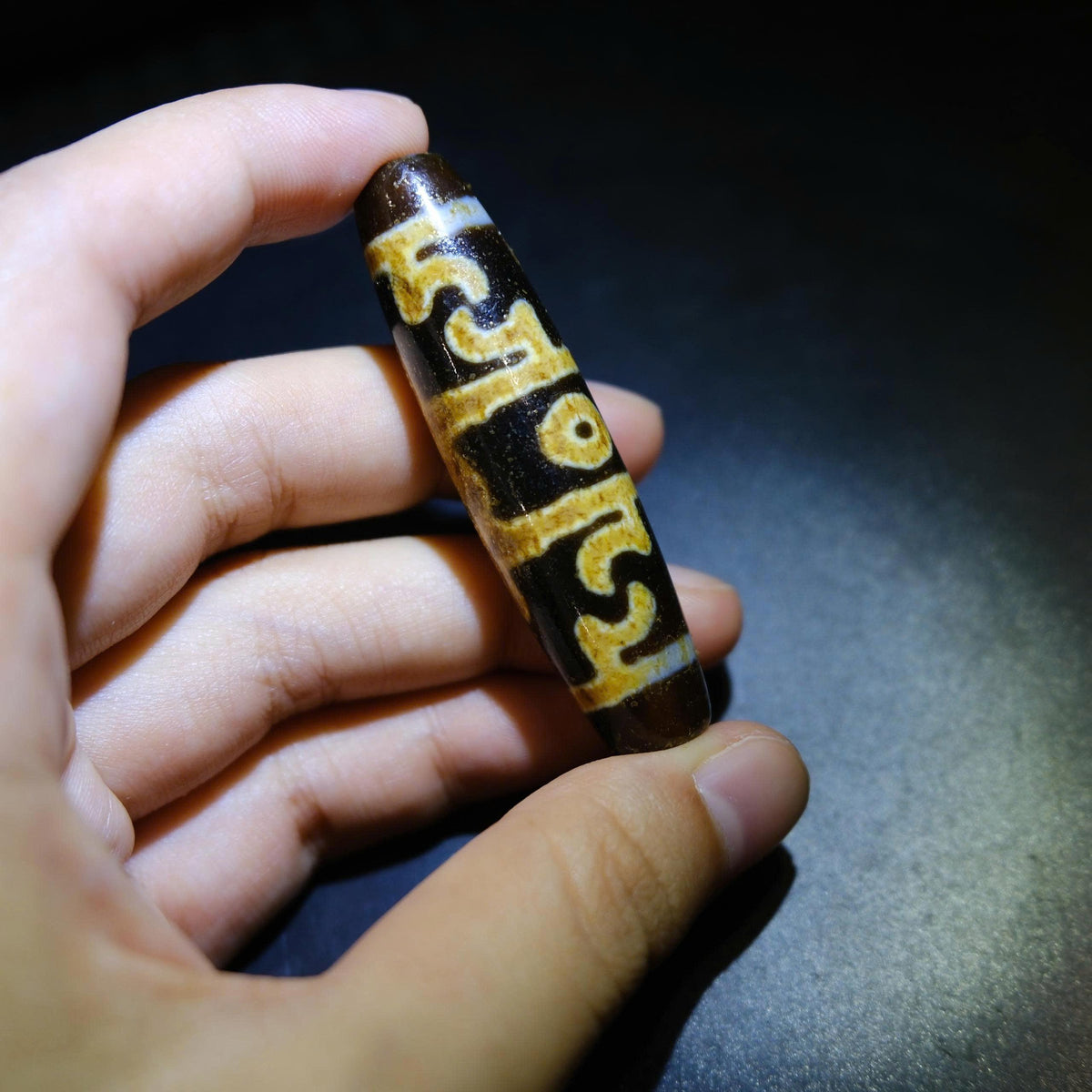 Antique Tibetan Dragon Claw Dzi Bead, Old Weathered Agate Bead 57x13mm