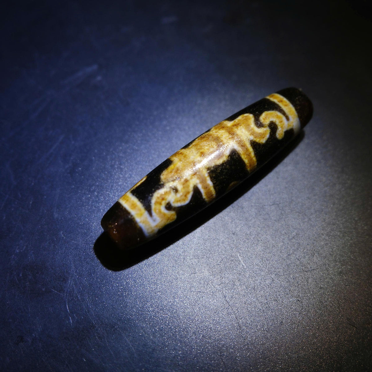 Antique Tibetan Dragon Claw Dzi Bead, Old Weathered Agate Bead 57x13mm