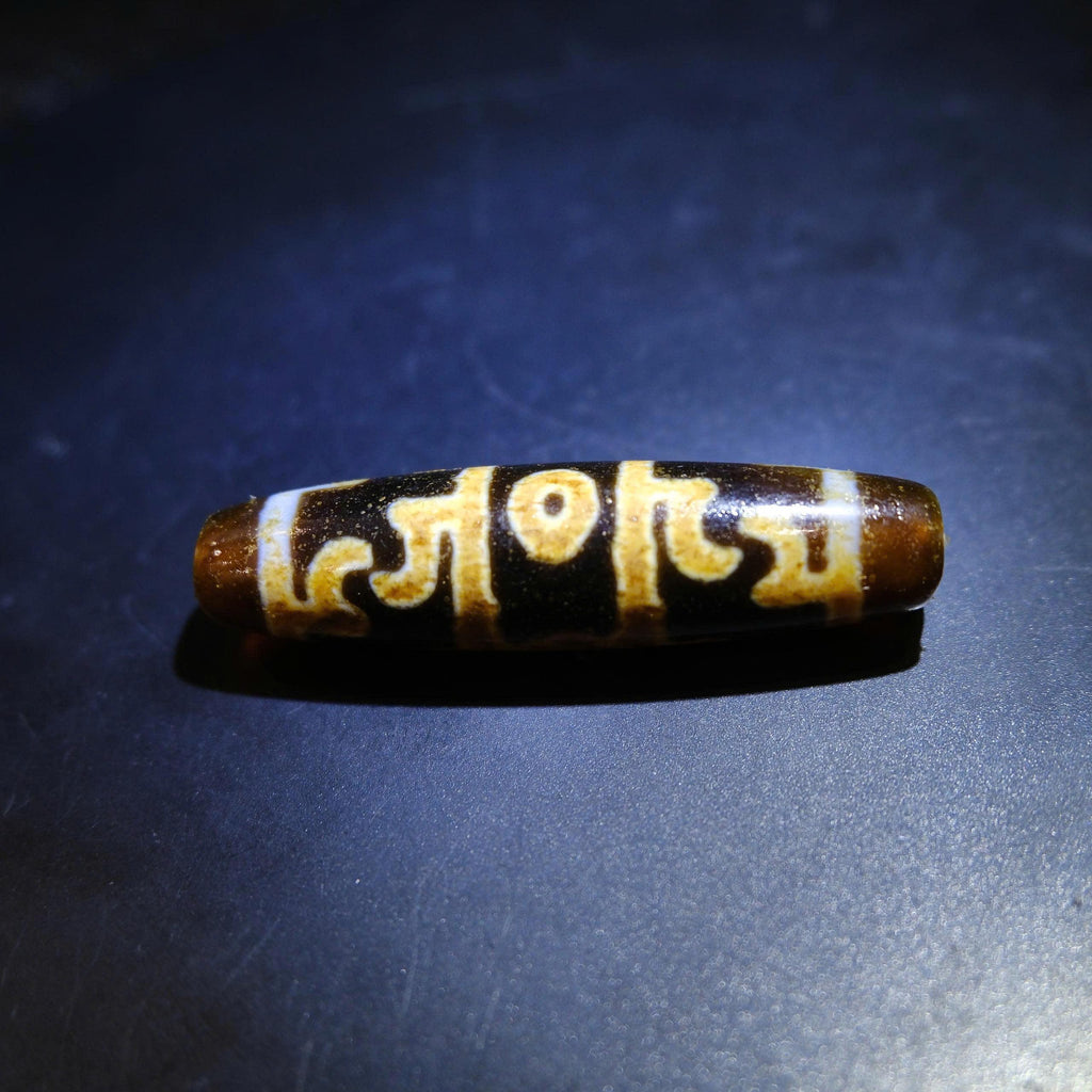 Antique Tibetan Dragon Claw Dzi Bead, Old Weathered Agate Bead 57x13mm
